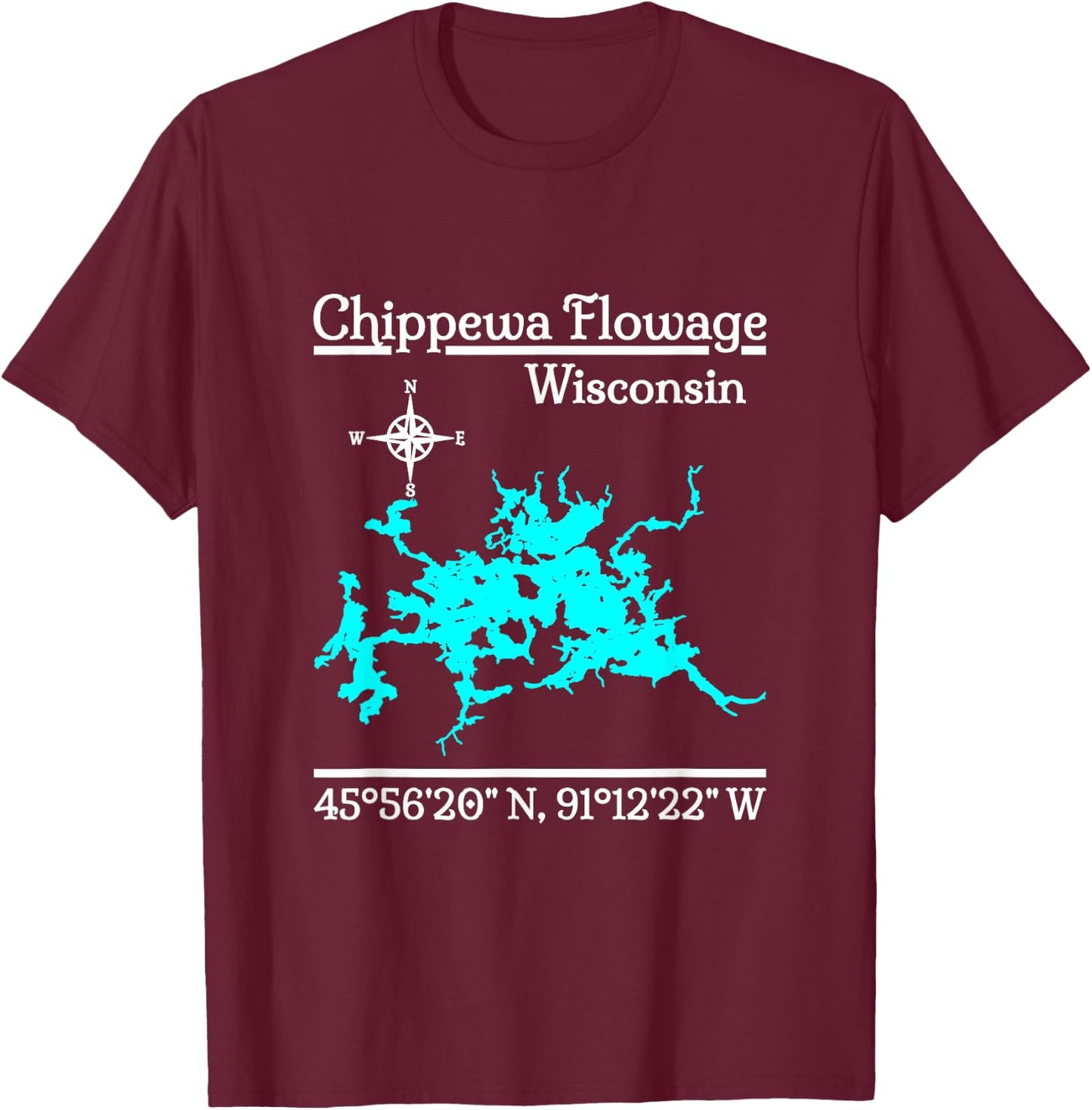 Chippewa Flowage - Wisconsin T-Shirt - T-Shirt | Maroon