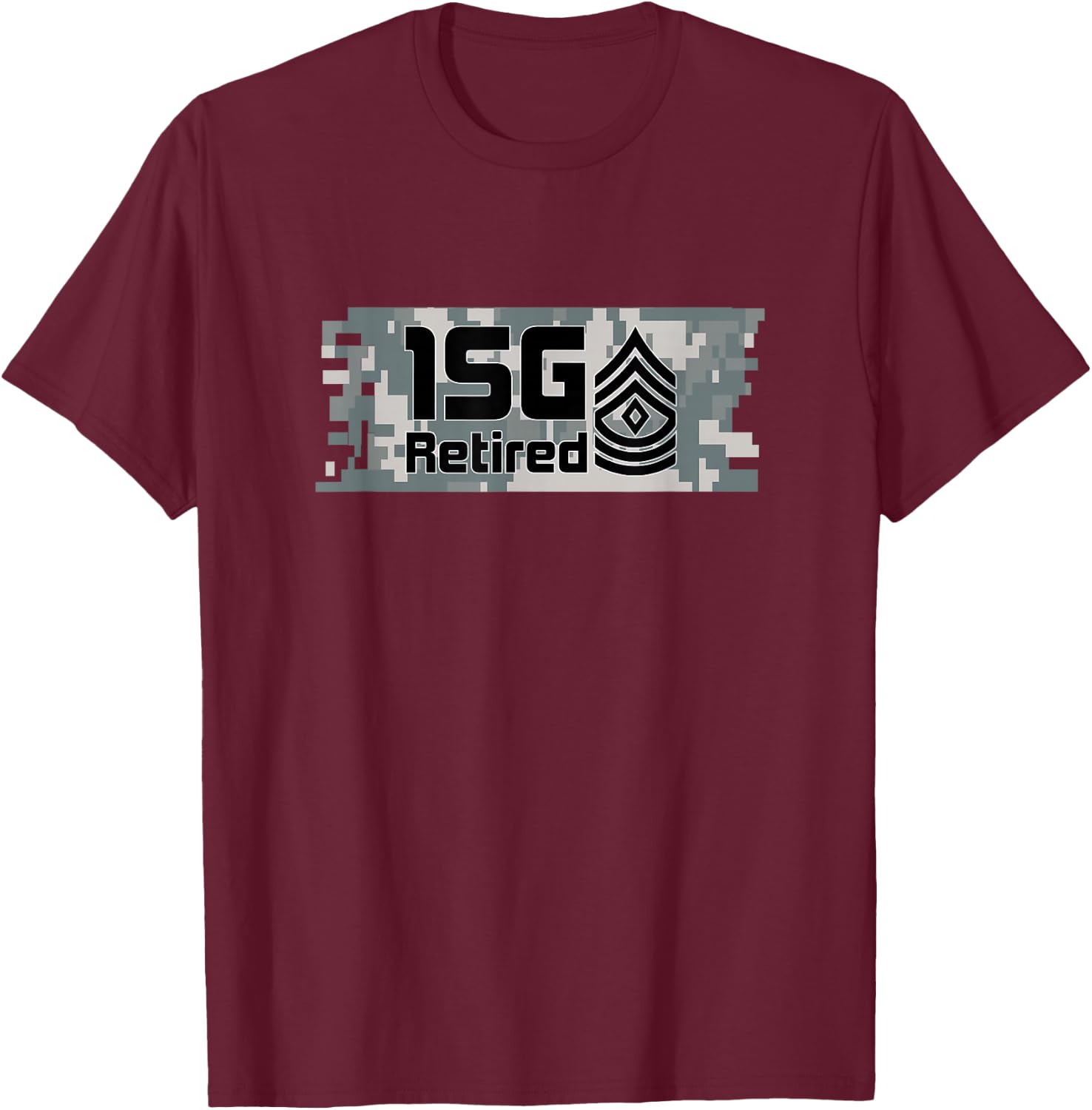 Camouflage First Sergeant (1SG) Retired T-Shirt - T-Shirt | Maroon