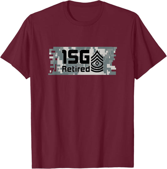 Camouflage First Sergeant (1SG) Retired T-Shirt - T-Shirt | Maroon
