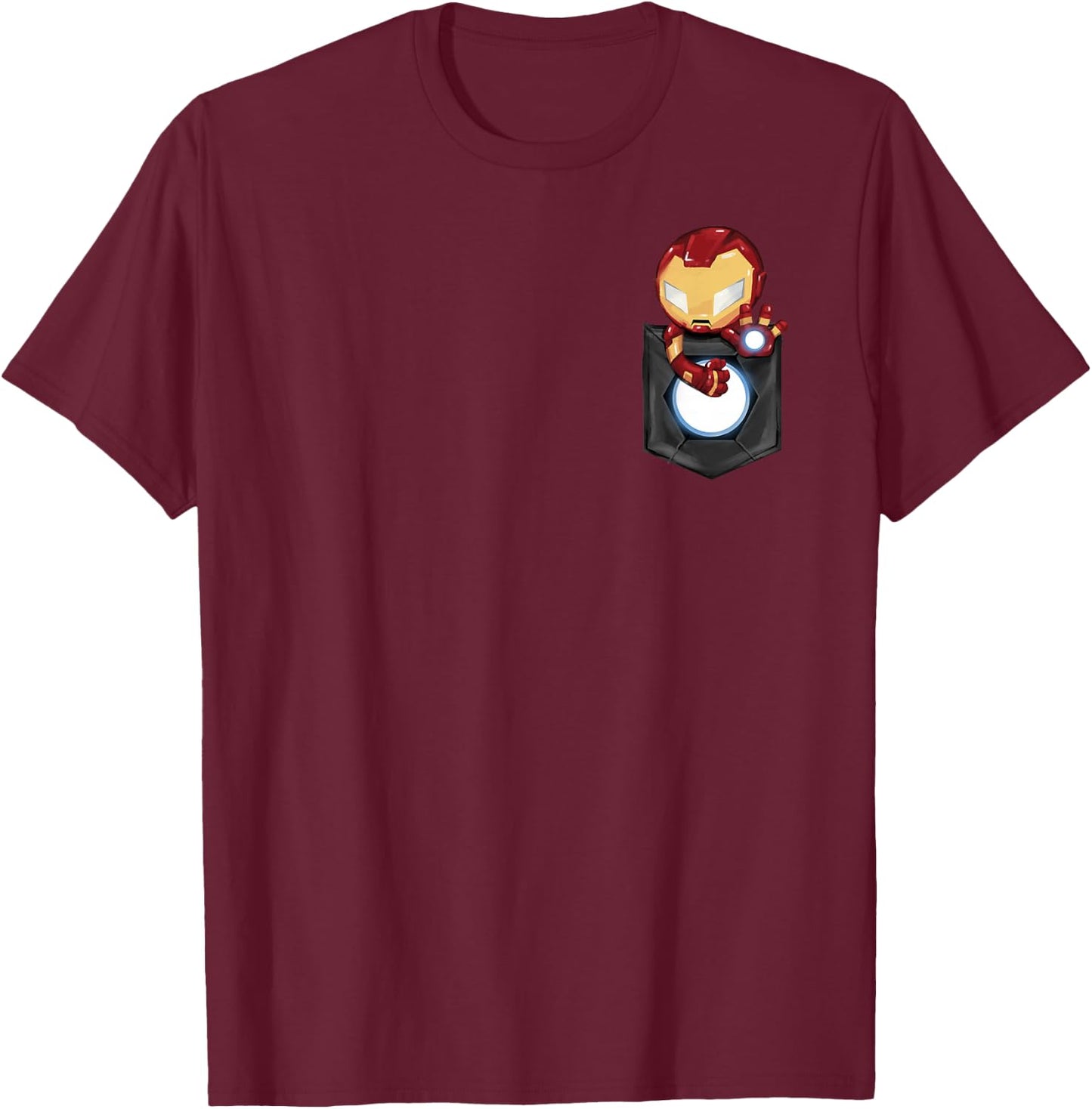 Marvel Comic Iron Man Left Chest Pocket Graphic T-Shirt - T-Shirt | Maroon