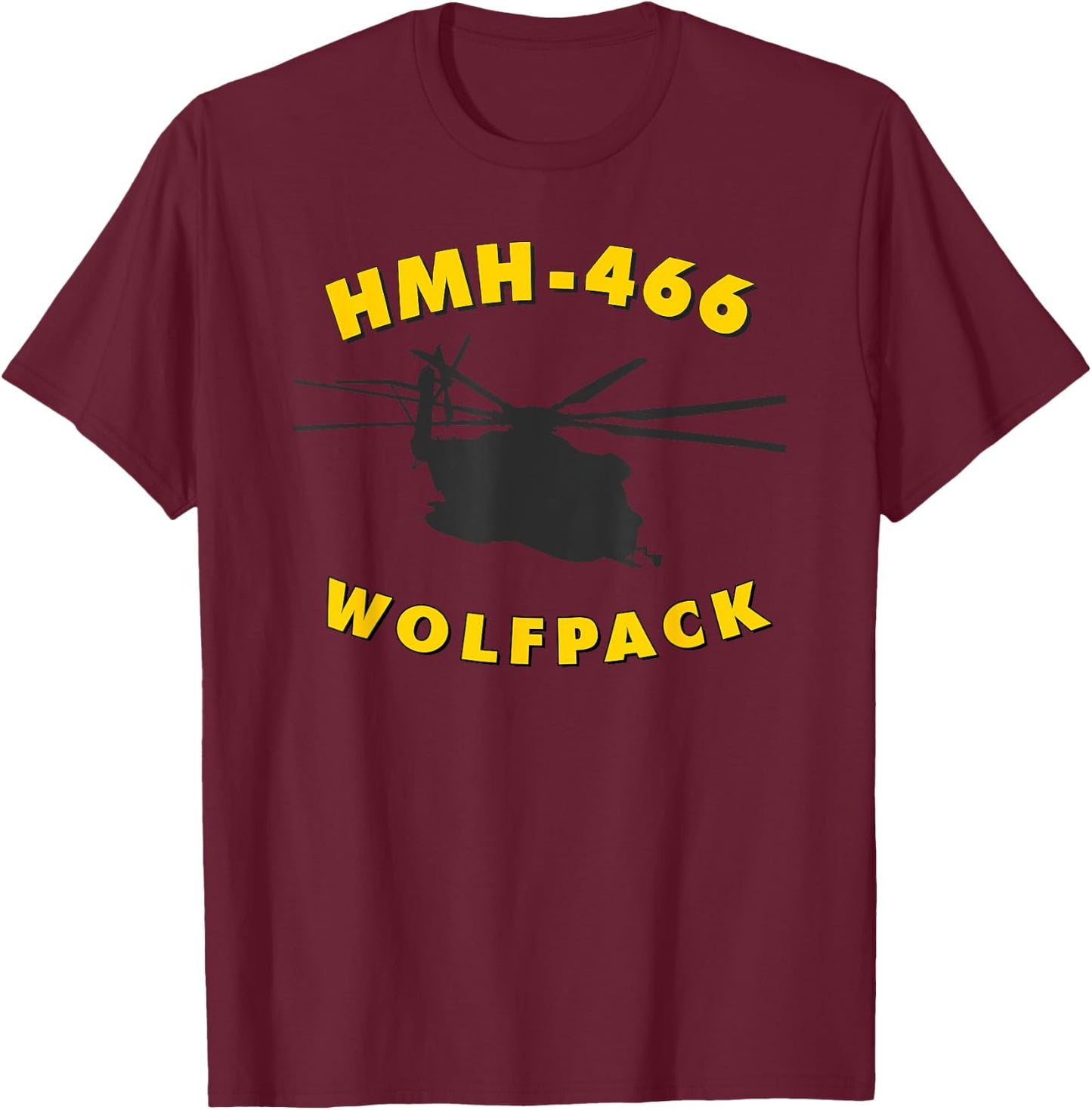 HMH-466 Wolfpack CH-53 Super Stallion Helicopter T-Shirt - T-Shirt | Maroon