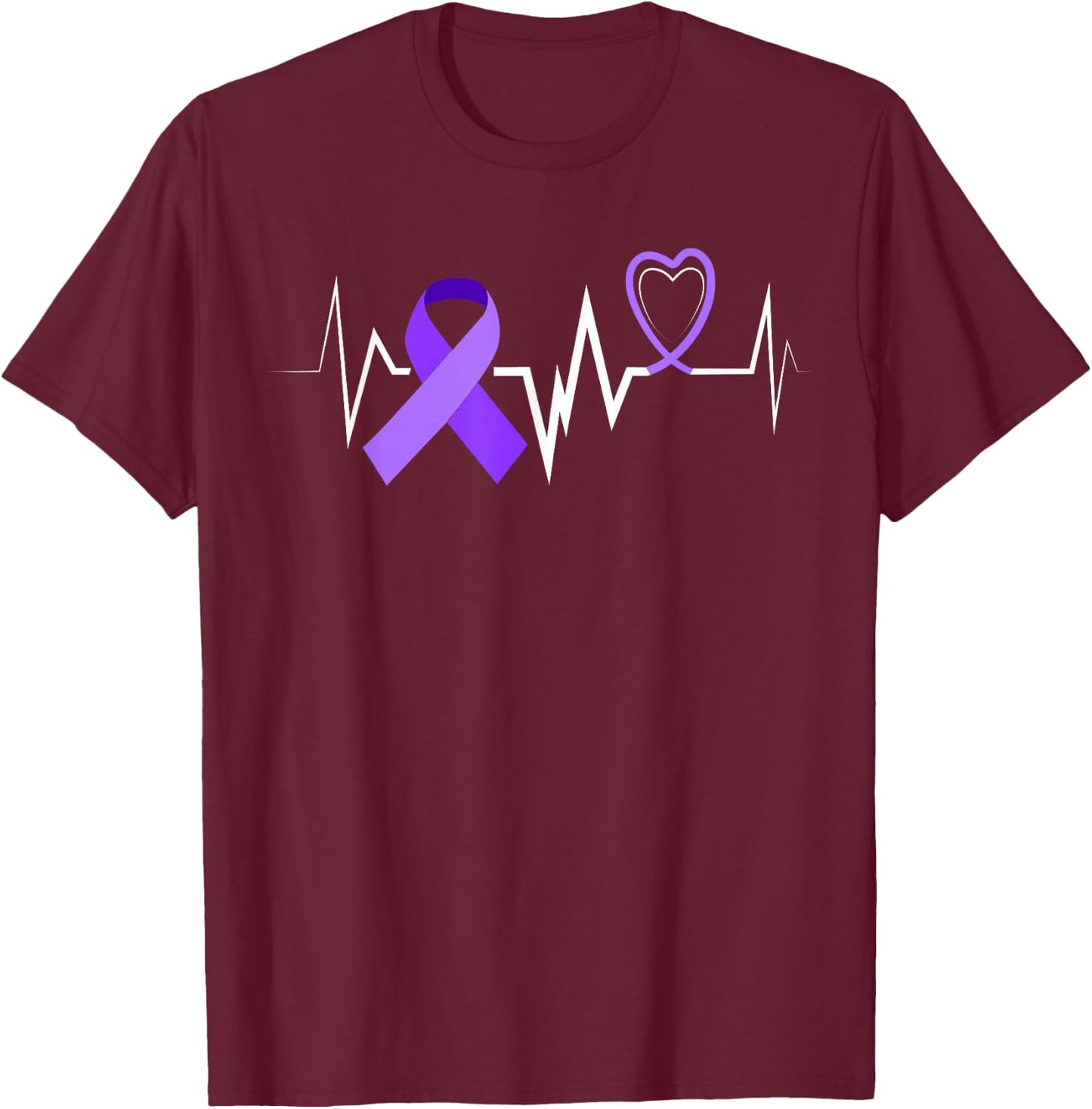 Heartbeat Products Opioid Ribbon Opioid Overdose Awareness T-Shirt - T-Shirt | Maroon