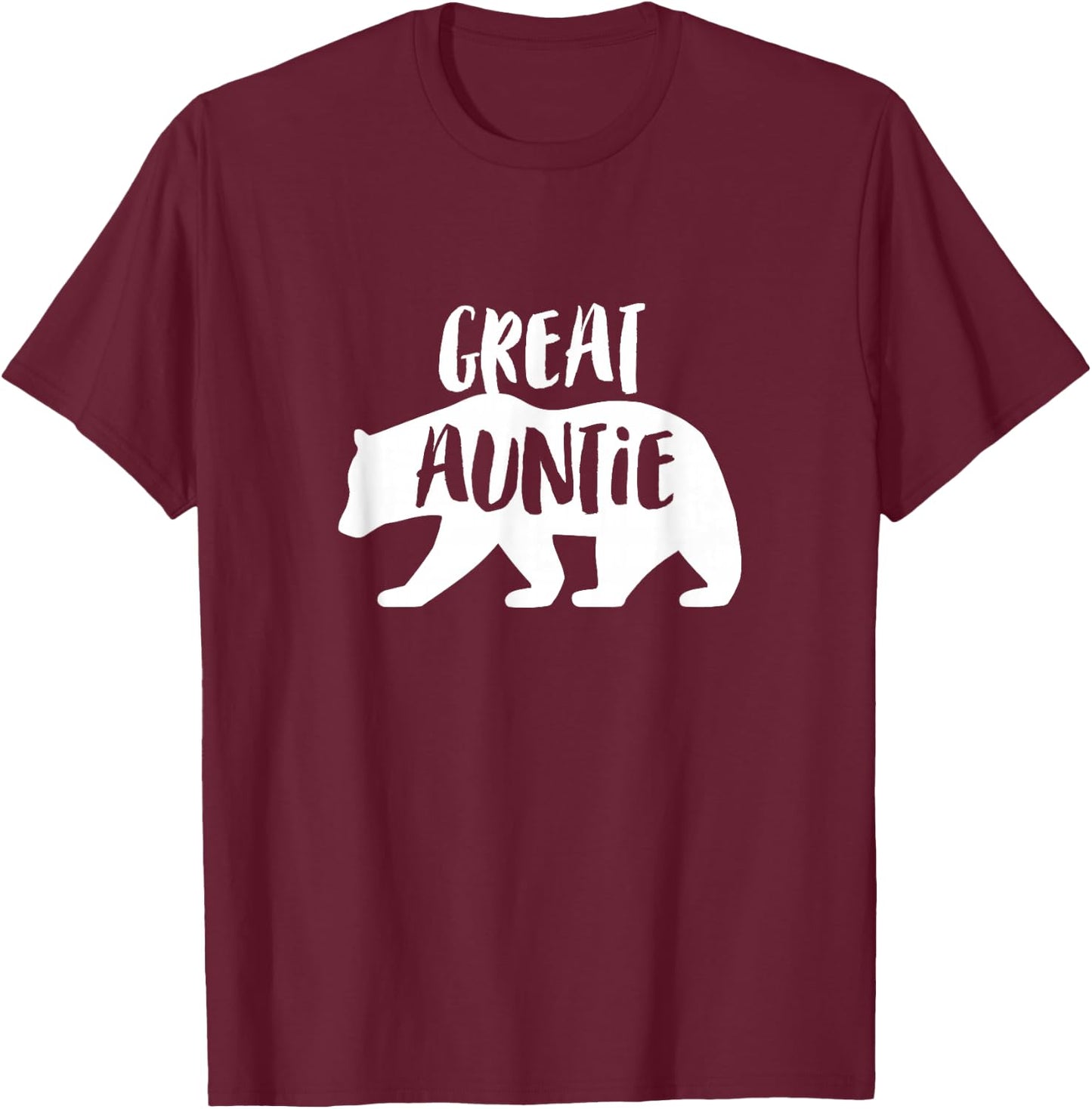 The Persnickety Owl Family Bears #2 Great Aunt Auntie Bear Women's Blue Modern Lace Embellishment Classic Fit Short Sleeve T-Shirt - T-Shirt | Maroon