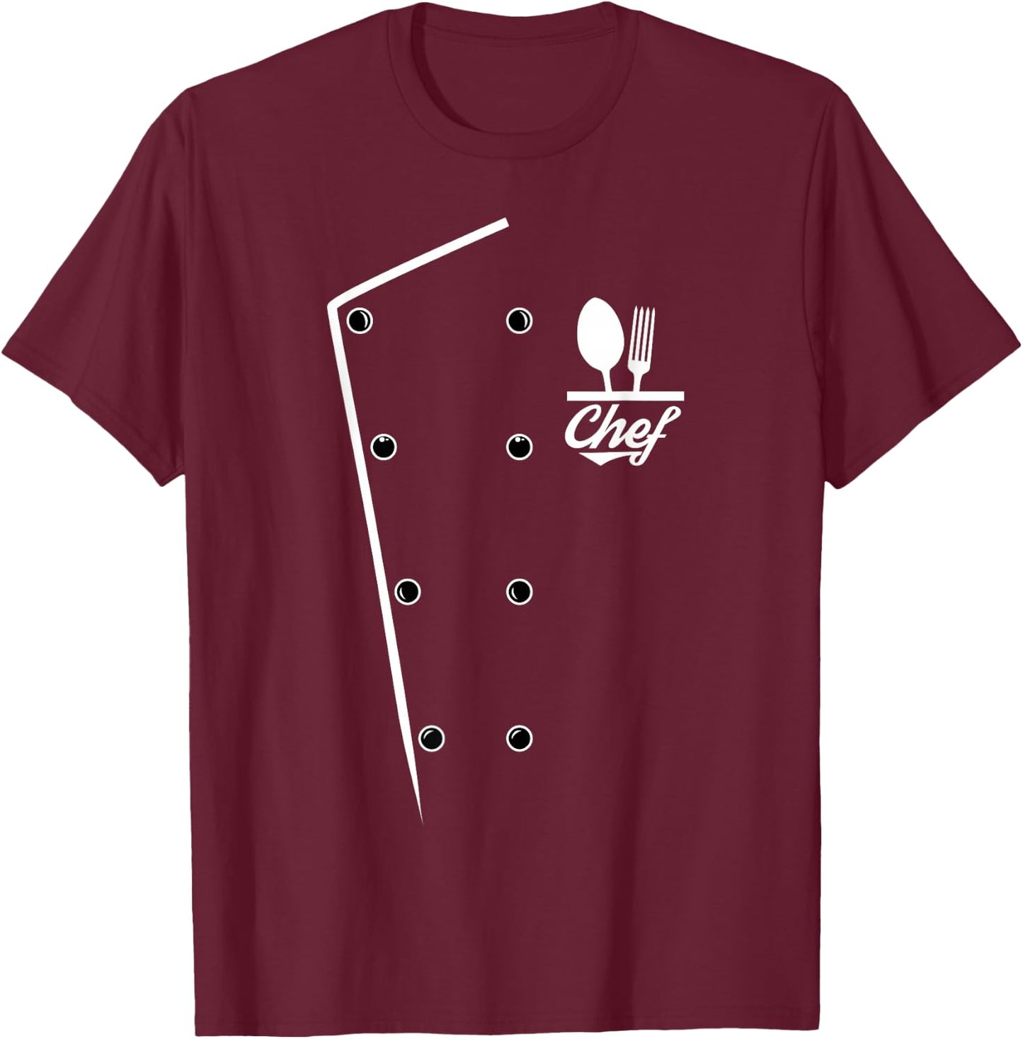 Chef Uniform Cooking Shirt Black Chef , Culinary , Classic Fit, Short Sleeve, -Adults, Small T-Shirt - T-Shirt | Maroon