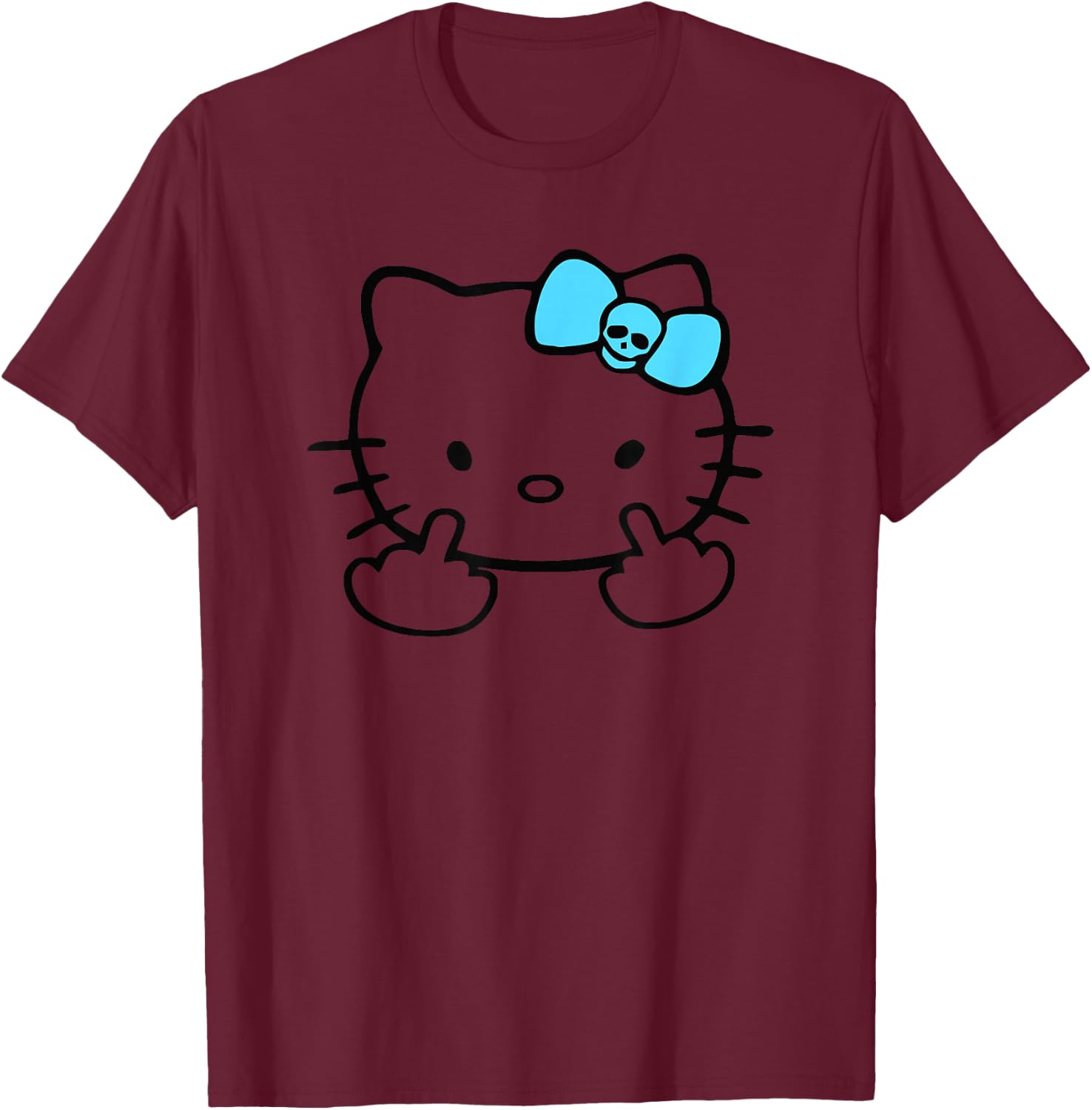 Mean Kitty Middle Finger T-Shirt - T-Shirt | Maroon