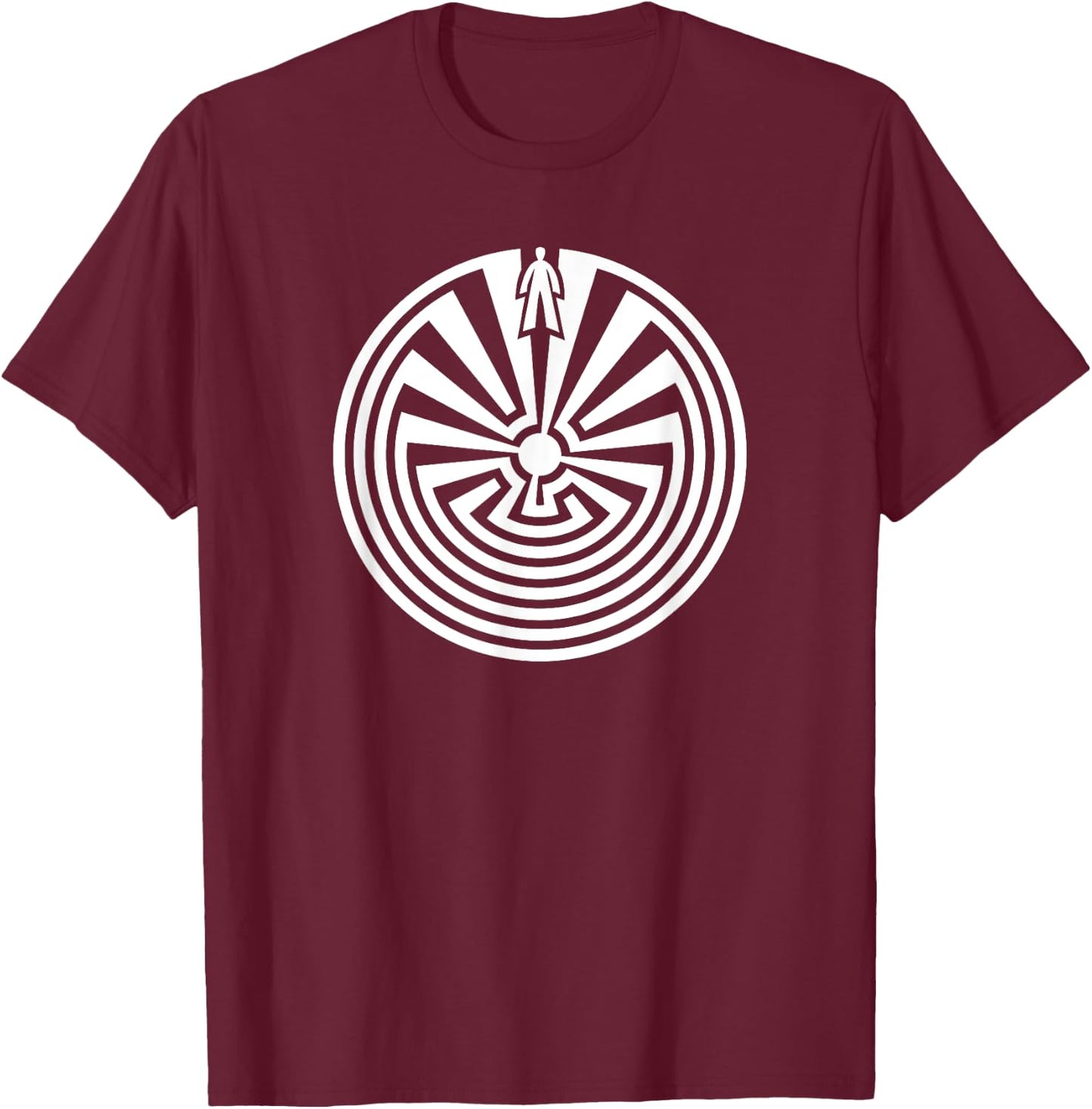 Man in the maze, journey through life, labyrinth, mythology T-Shirt - T-Shirt | Maroon