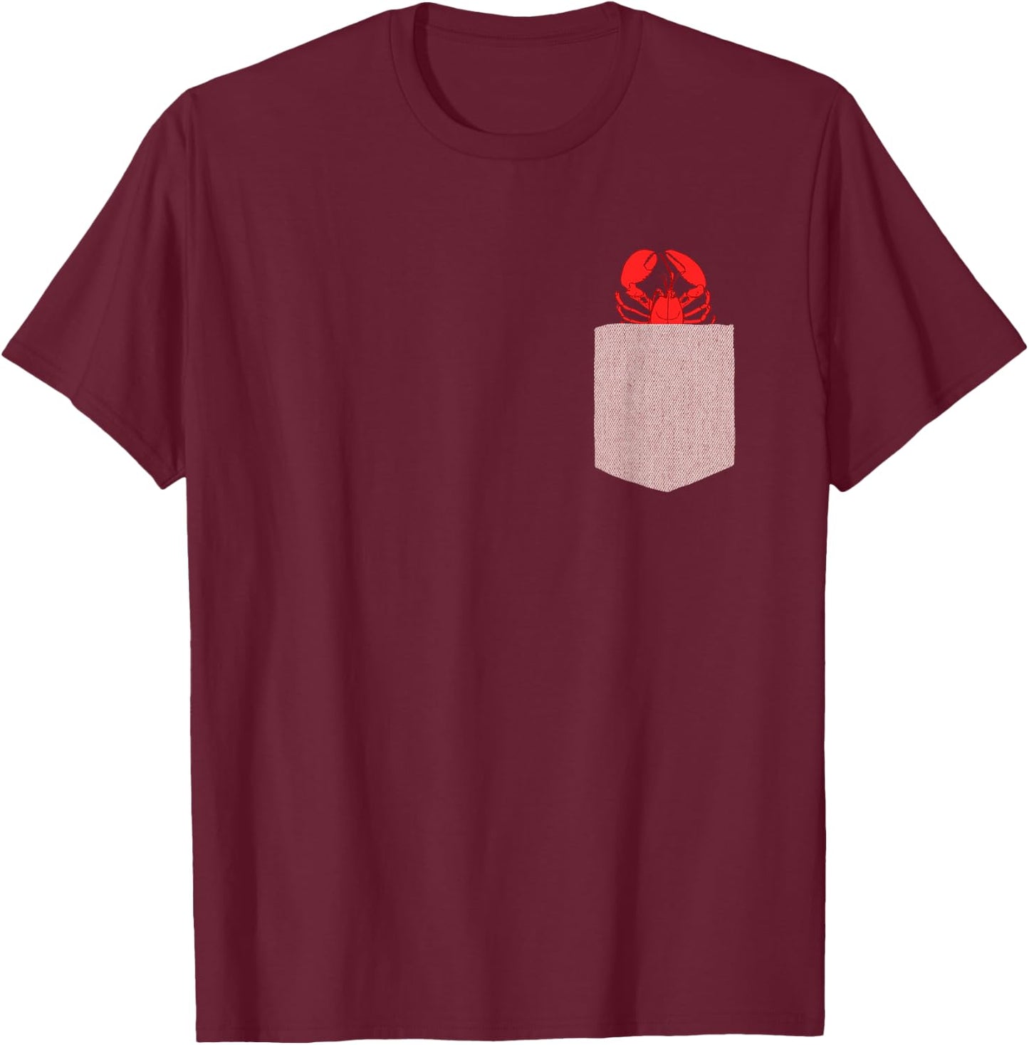 Lobster Design - Cute Pocket Animal Lobster T-Shirt - T-Shirt | Maroon
