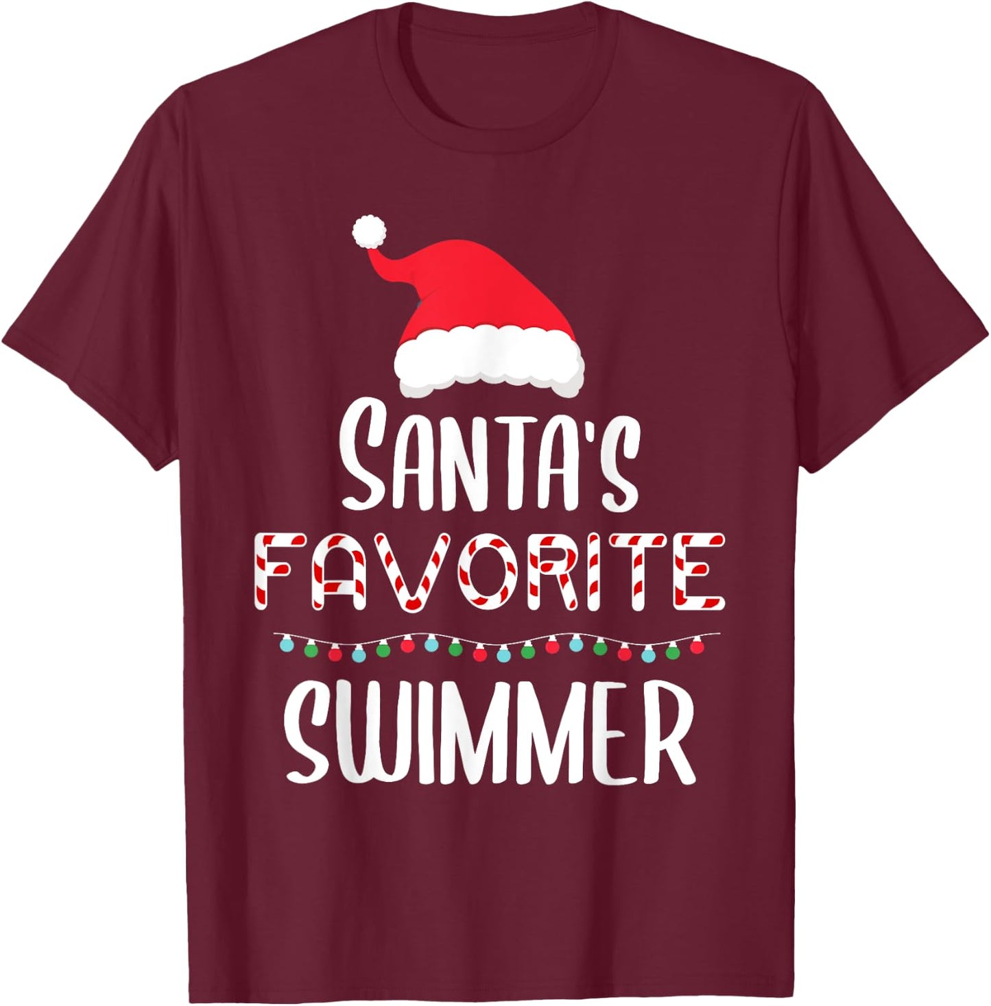 Santas Favorite Swimmer Pajamas - Funny Xmas Swimmer Costume T-Shirt - T-Shirt | Maroon