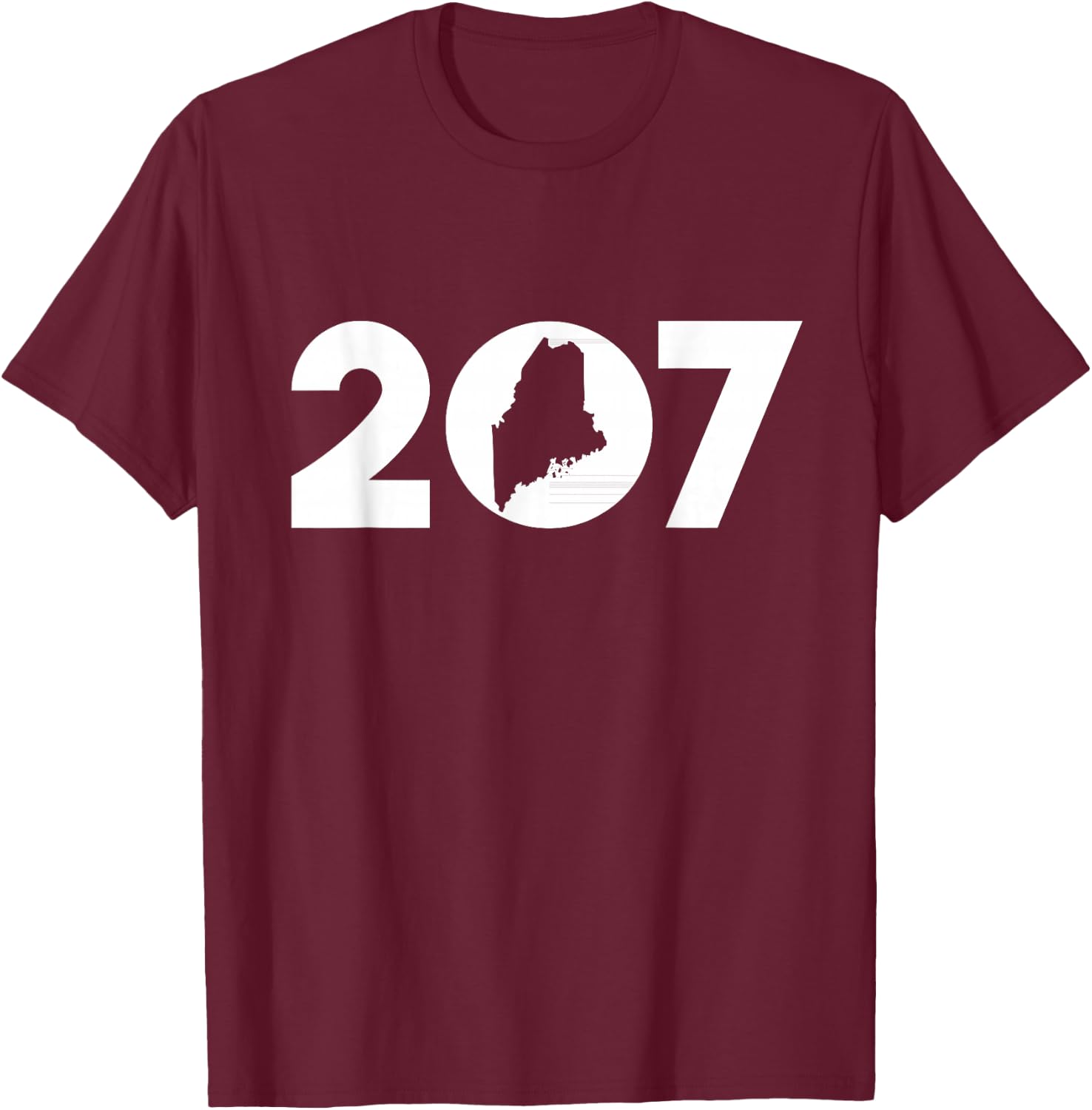 Maine Map Inside The 207 Area Code Maine ME Pride Shirt T-Shirt - T-Shirt | Maroon