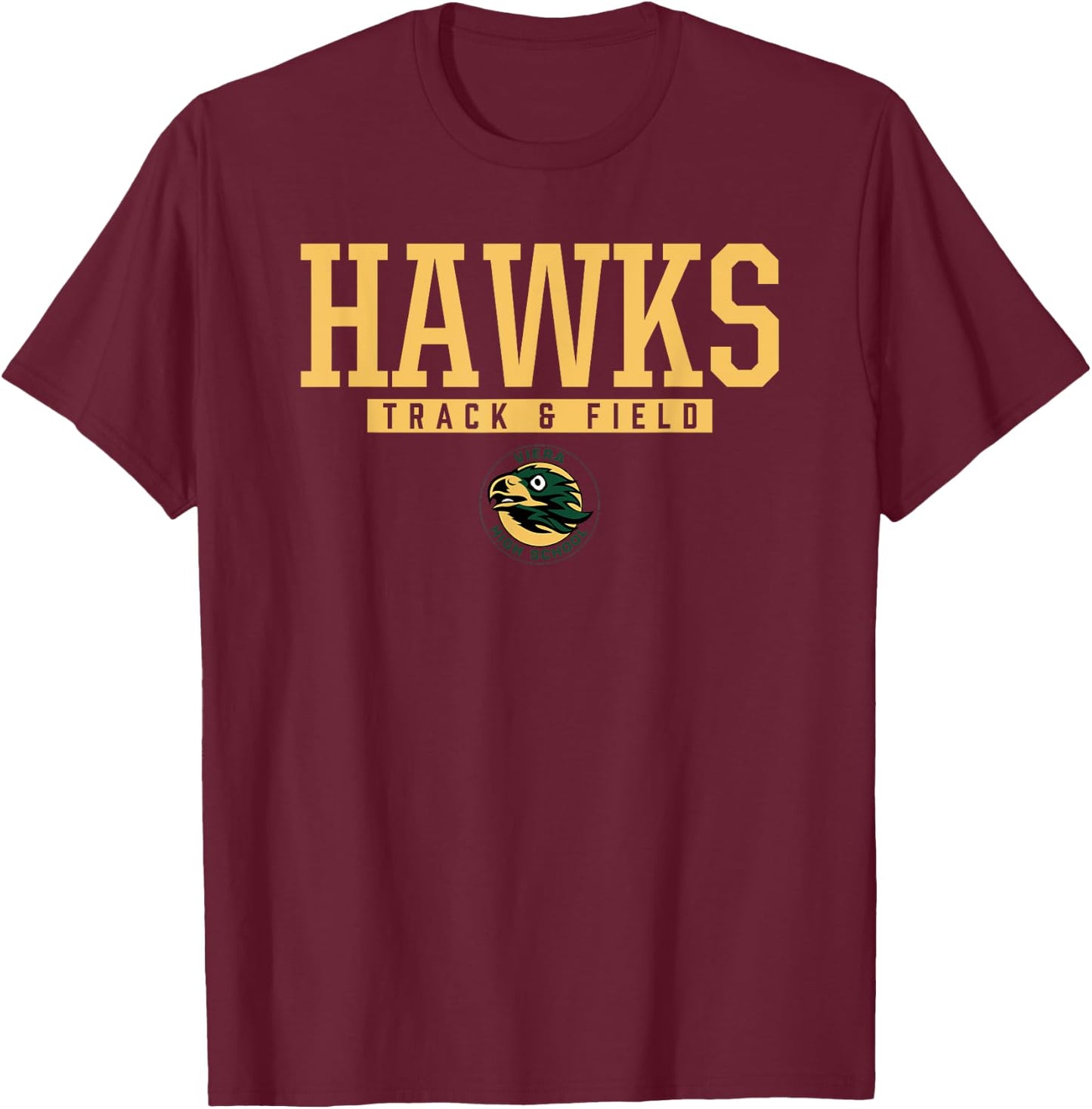 Viera Hawks Logo Track & Field HS T-Shirt - T-Shirt | Maroon