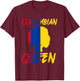Colombian Queen Colombia Flag Afro Pride Proud Culture Home T-Shirt - T-Shirt | Maroon