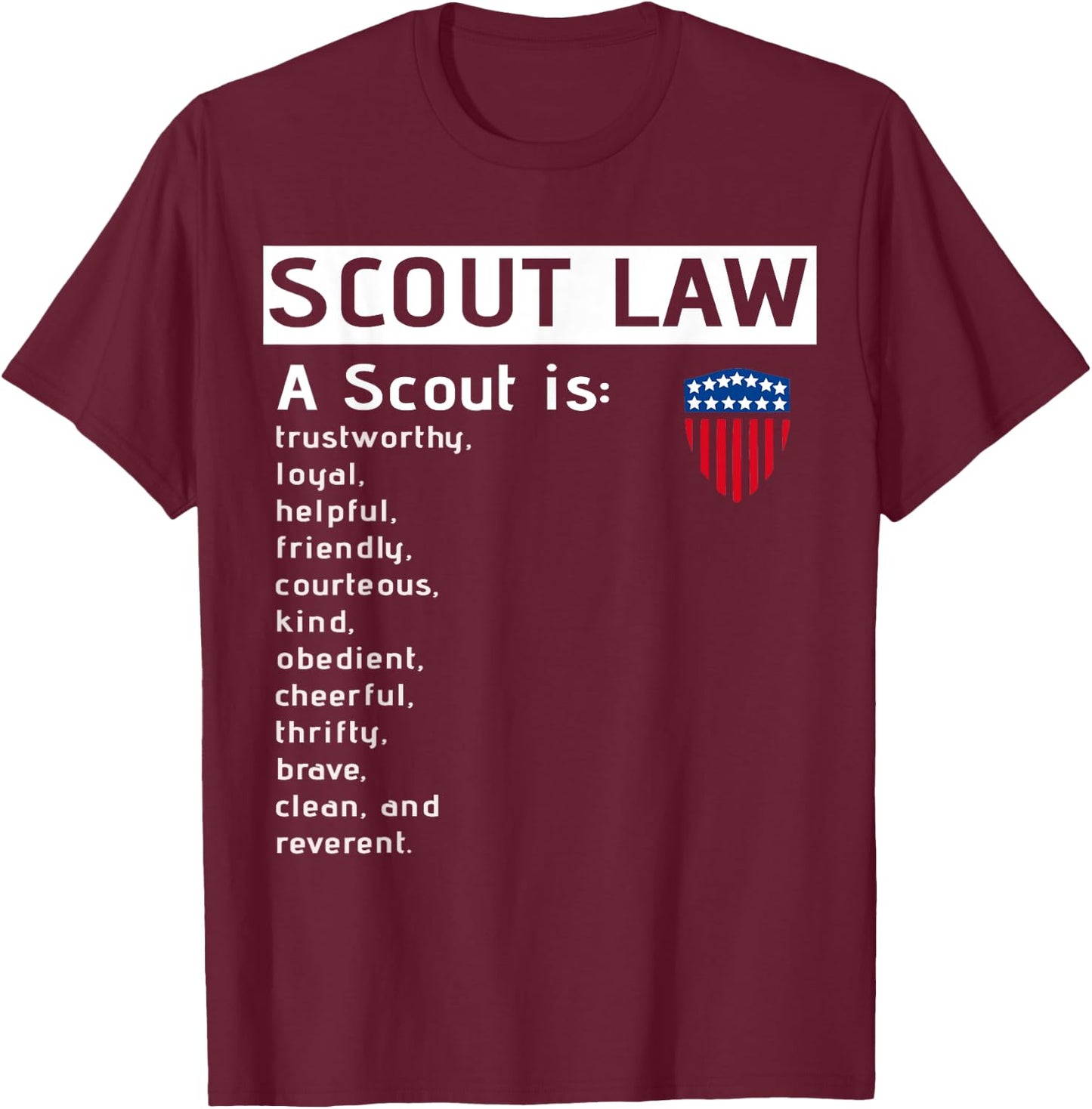 US America Flag Scouting for boys girls T-Shirt - T-Shirt | Maroon