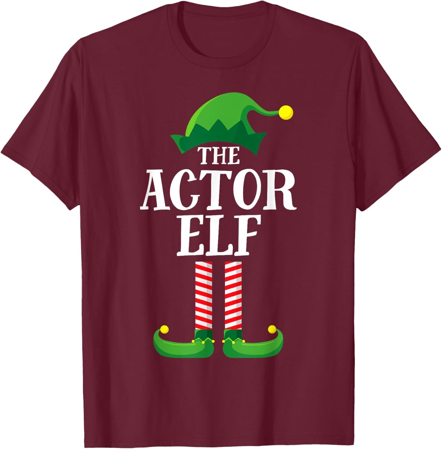 Actor Elf Matching Family Group Christmas Party Pyjamas T-Shirt - T-Shirt | Maroon
