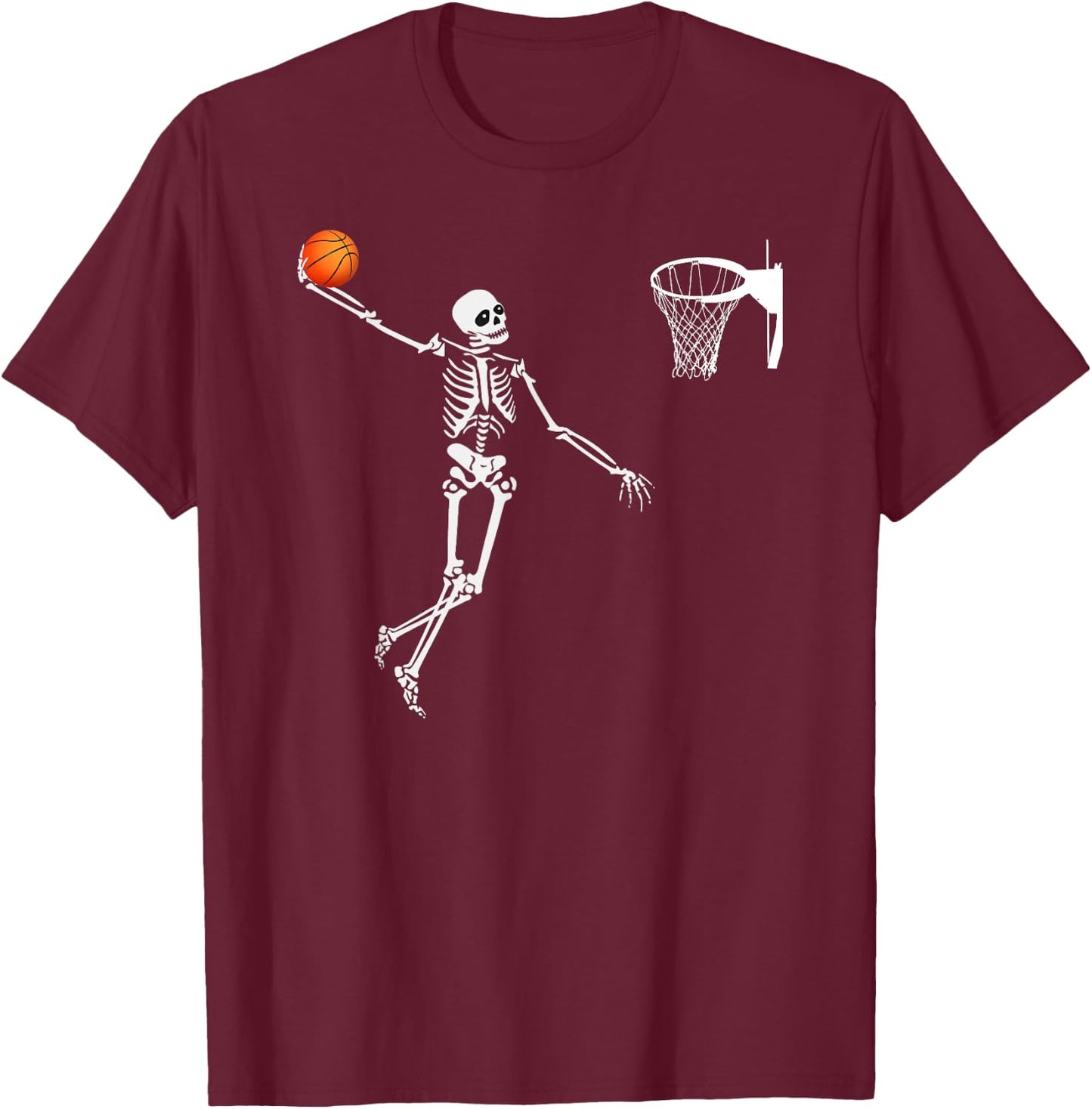Basketball Skeleton Halloween Shirt Art-Dunking Skeleton T-Shirt - T-Shirt | Maroon