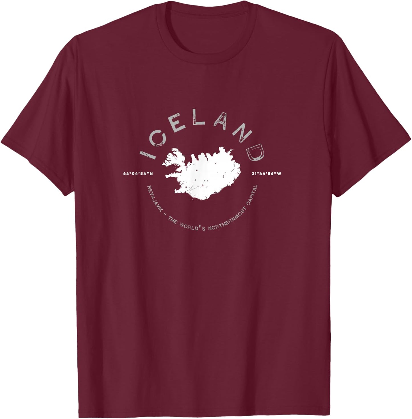 Iceland Graphic Vintage Retro T T-Shirt - T-Shirt | Maroon
