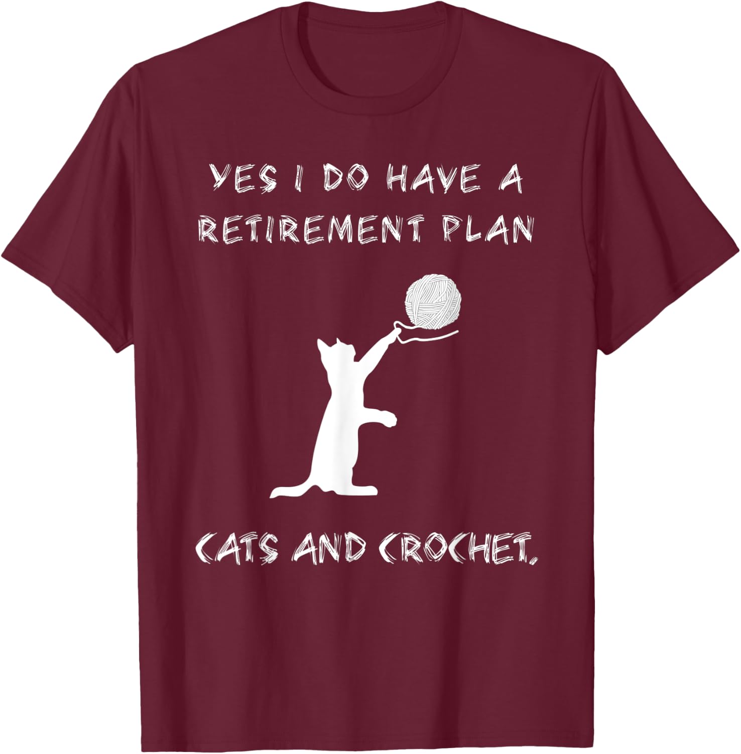 Crochet Cute Cat Kitty Knitting Pet Animal Crocheting T-Shirt - T-Shirt | Maroon