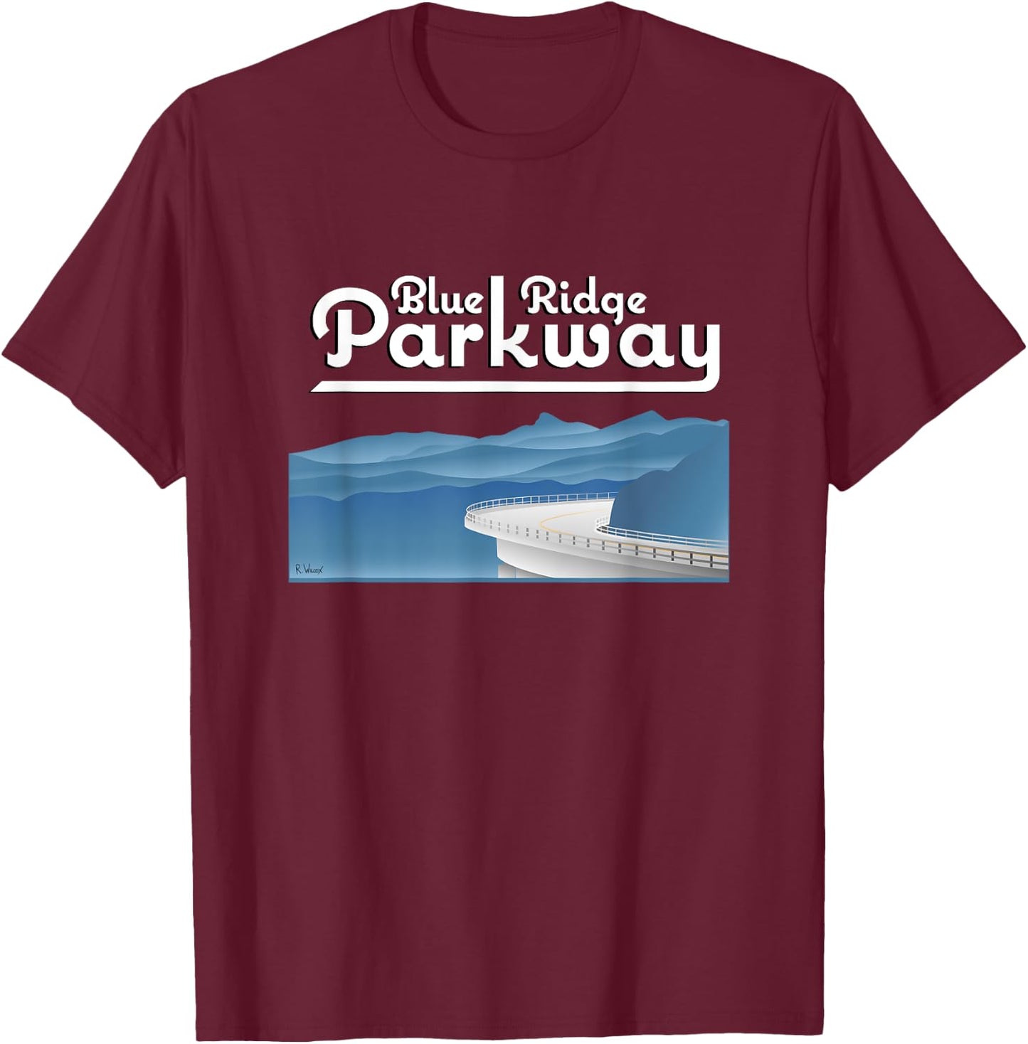 Blue Ridge Parkway through the Appalachian Mountains T-Shirt - T-Shirt | Maroon