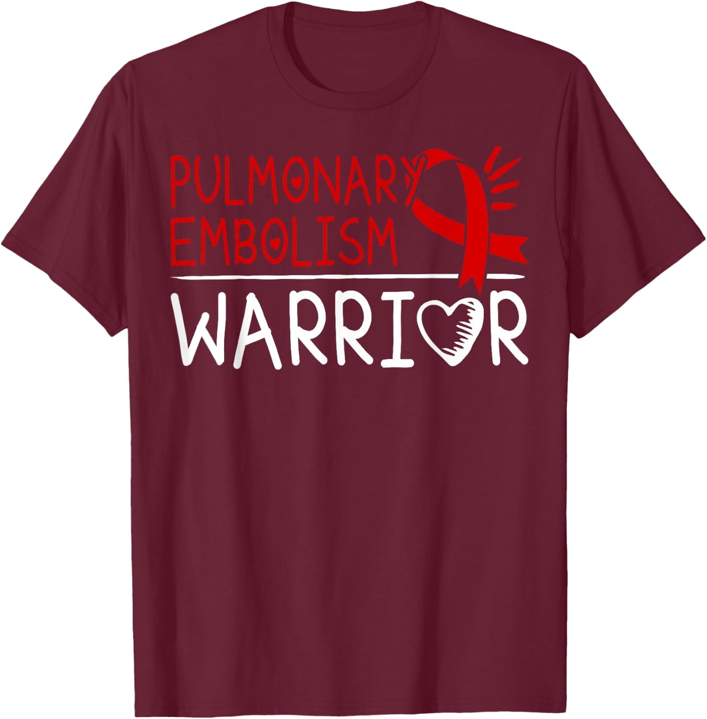 Red Ribbon Gift Pulmonary Embolism Patients T-Shirt - T-Shirt | Maroon