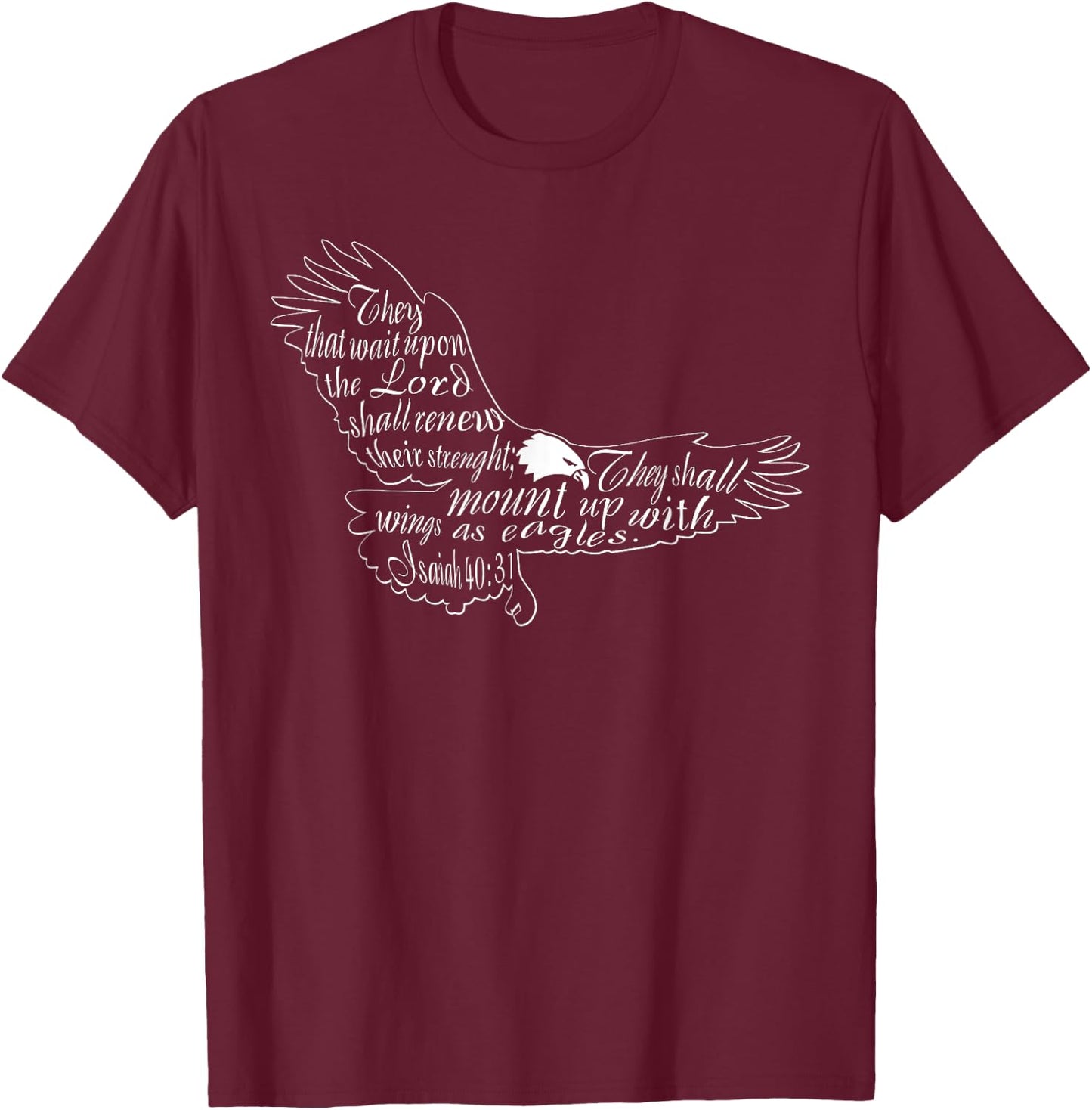 Religise Adler Wings Designs The Waiting for the Lord Isaiah 40:31 Eagle T-Shirt - T-Shirt | Maroon