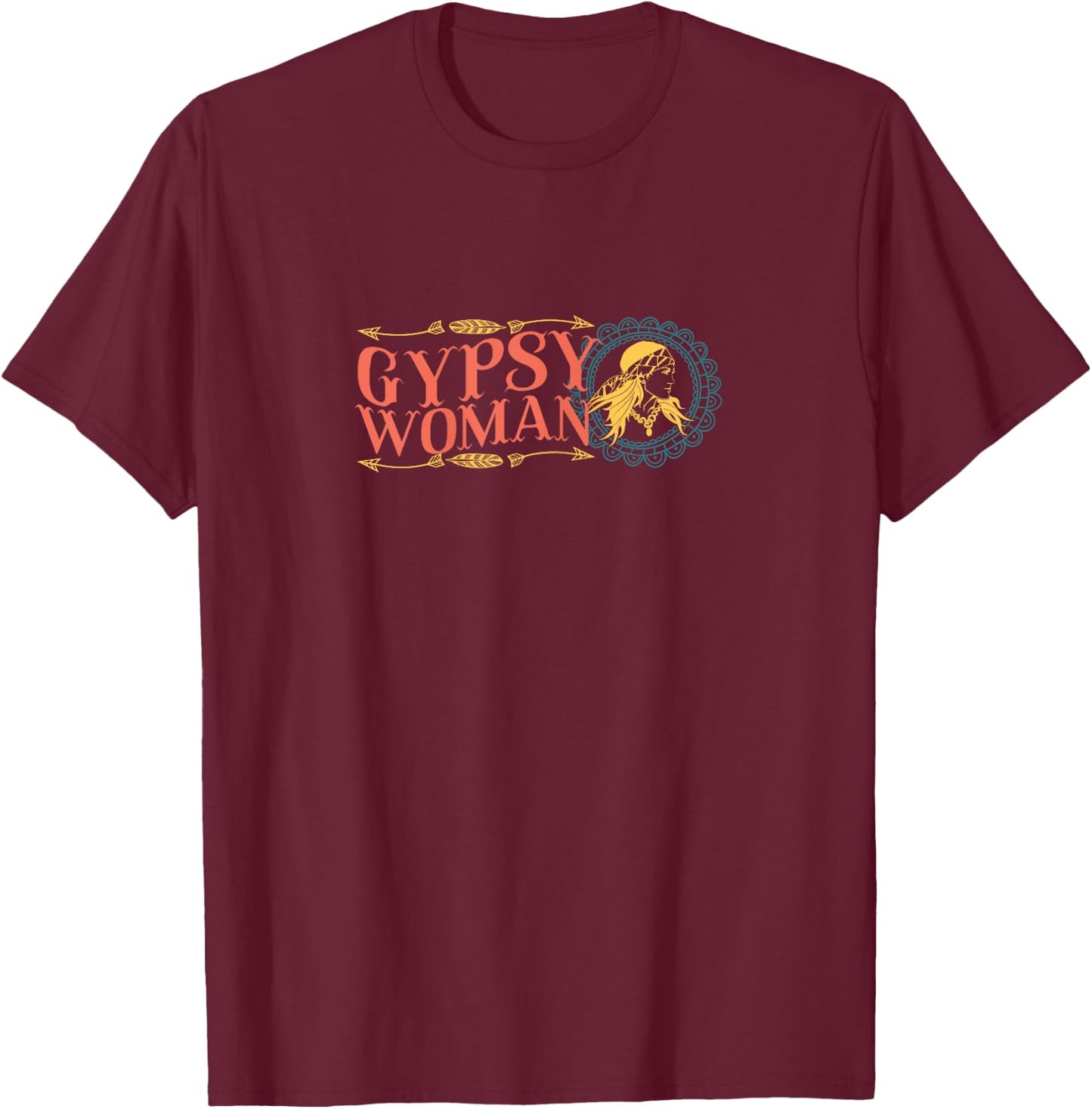 Gypsy Woman Soul Wanderer Travel Yoga T-Shirt - T-Shirt | Maroon