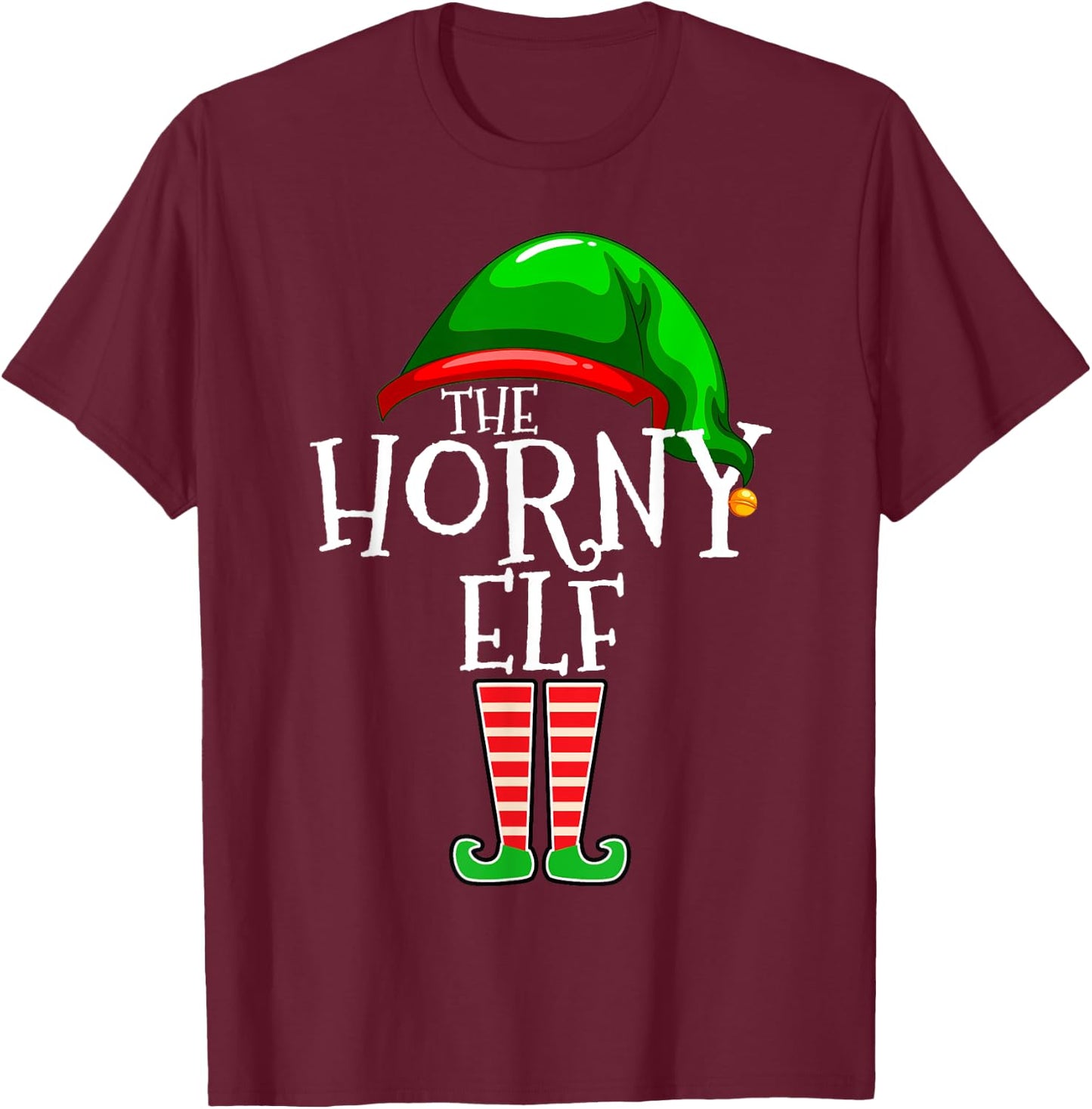 The Horny Elf Family Matching Group Christmas Gift Adult T-Shirt - T-Shirt | Maroon