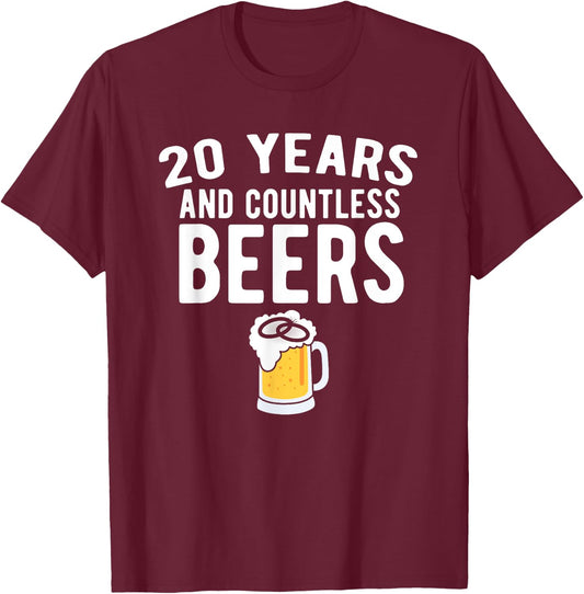 20th Wedding Anniversary Funny Husband Love Gift T-Shirt - T-Shirt | Maroon