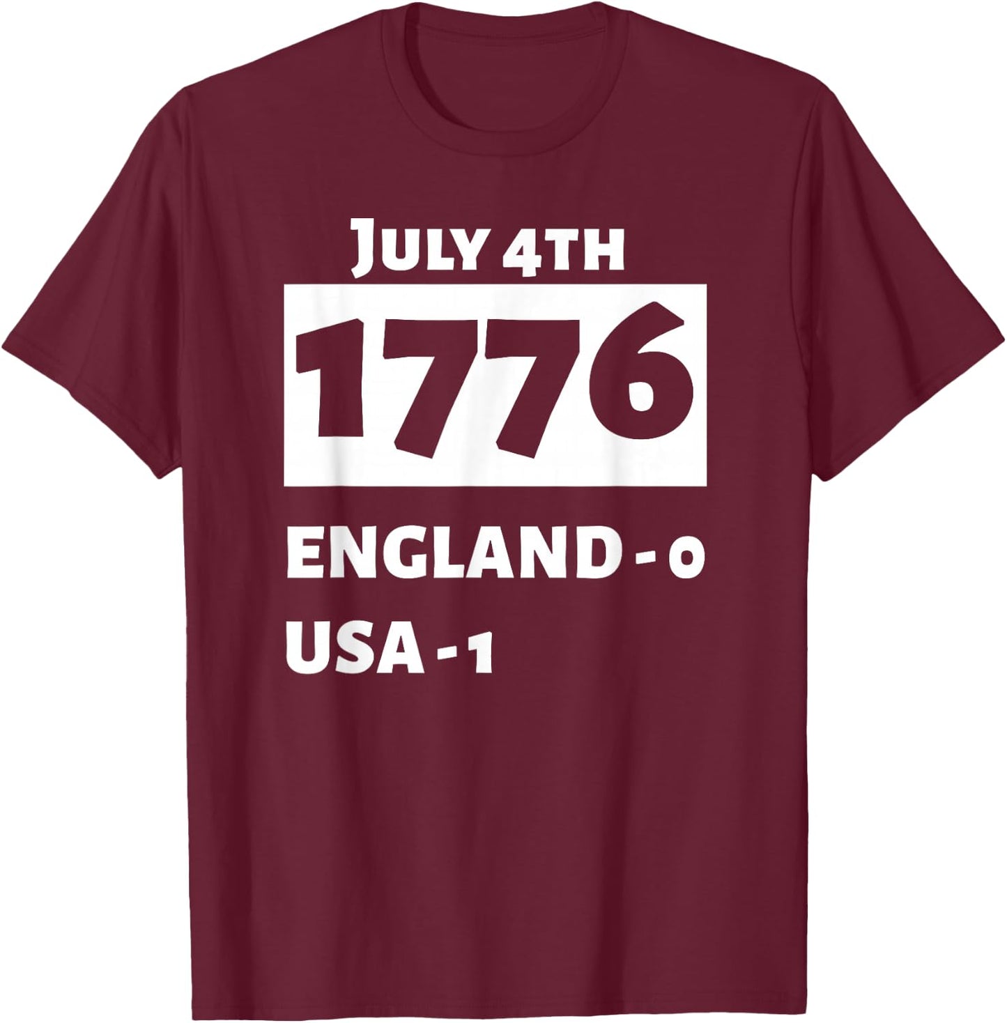 Patriotic for USA Fourth Of July 1776 Independence - Black, , Short Sleeve, Classic Fit, Small T-Shirt - T-Shirt | Maroon