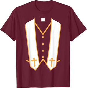 Priest Costume Halloween Shirt - Preacher Shirt T-Shirt - T-Shirt | Maroon
