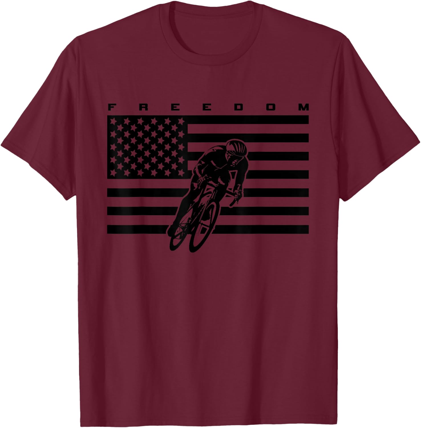 American Flag Road Biking Bicycle Cycling T-Shirt - T-Shirt | Maroon