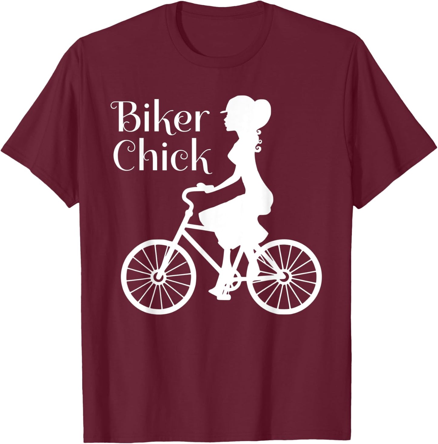 Comical Vintage Bike Biker Chick On Bicycle Quote Meme T-Shirt - T-Shirt | Maroon