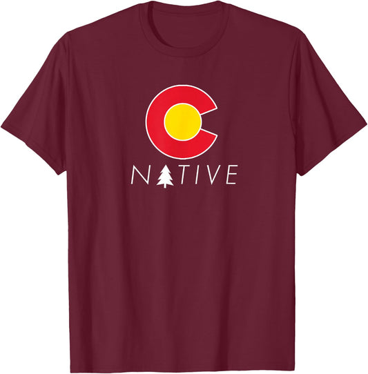 Colorado Native Colorado Flag Graphic Design T-Shirt - T-Shirt | Maroon