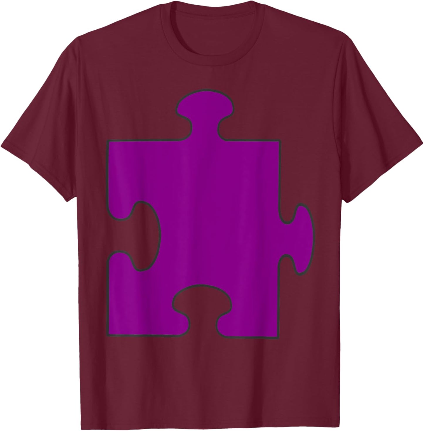 Halloween Couple Costumes - Purple Puzzle Piece Costume T-Shirt - T-Shirt | Maroon