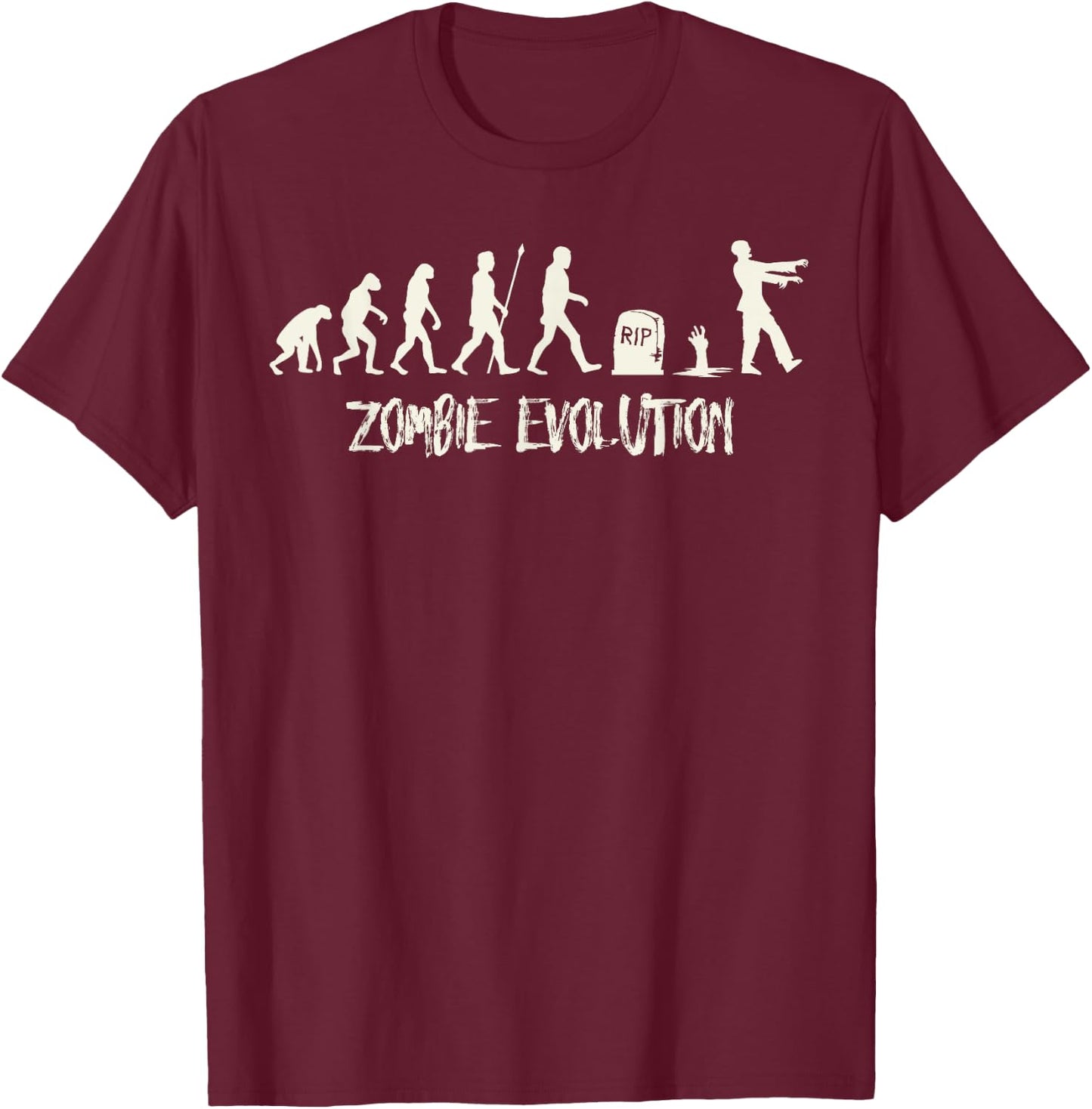 Cute Evolution Of The Zombie - Funny Scary Gift T-Shirt - T-Shirt | Maroon