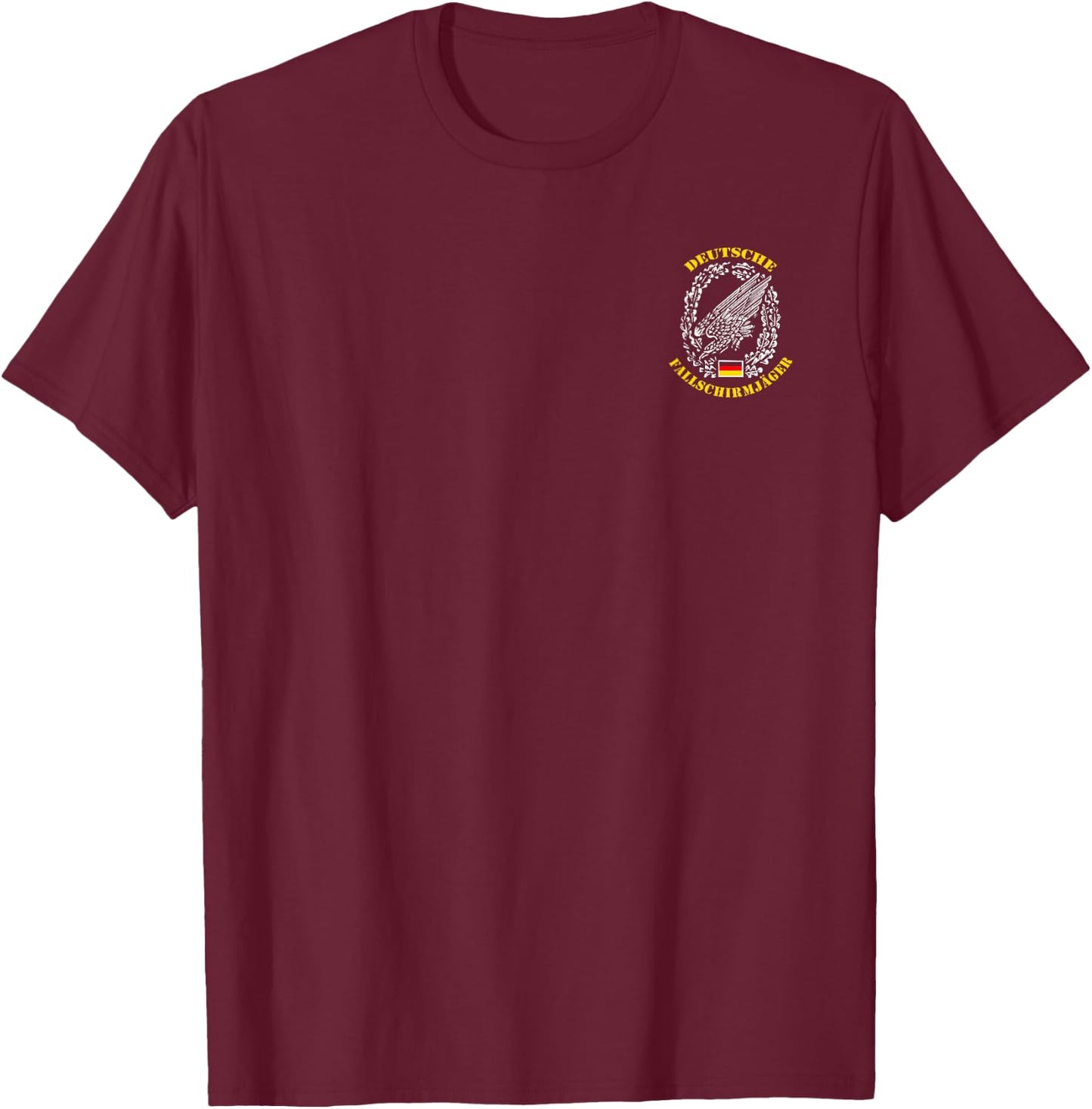 MechaProject Germany Paratroopers Airborne Fallschirmjager - Black, -Adults, Small, Short Sleeve, Modern Military Airsoft T-Shirt - T-Shirt | Maroon