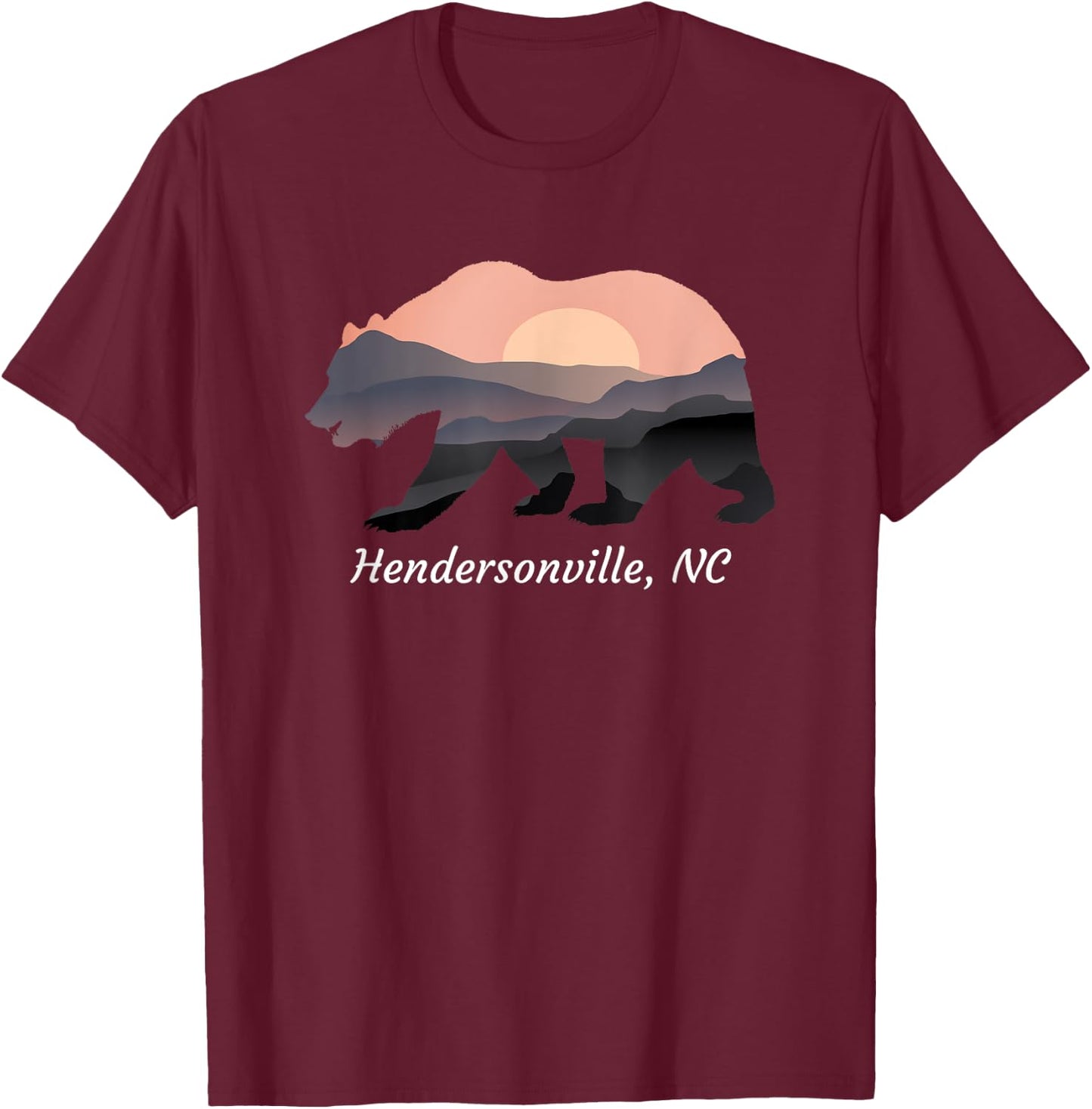 Hendersonville NC North Carolina Wildlife Bear Blue Ridge Mt T-Shirt - T-Shirt | Maroon