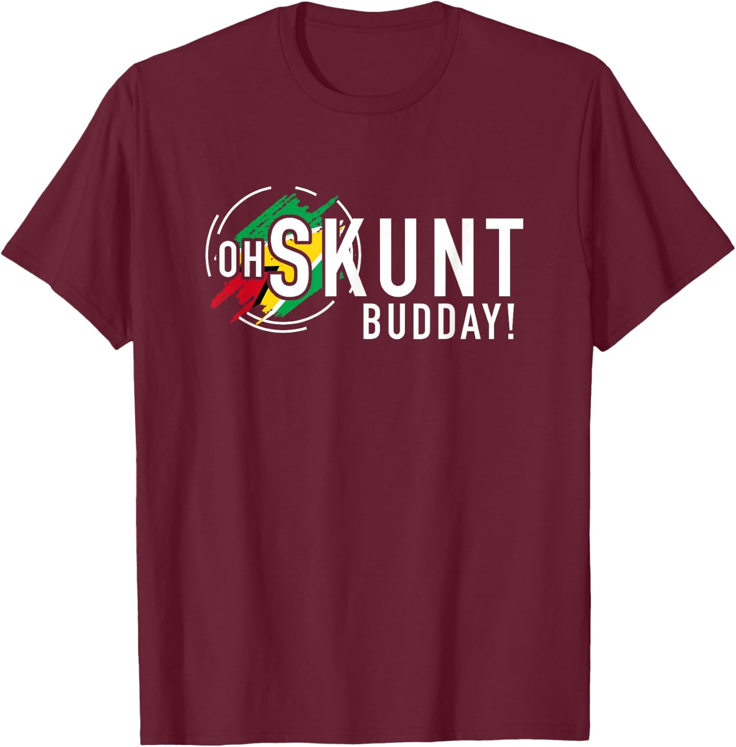 Skunt with Guyana Flag Funny Patriotic design T-Shirt - T-Shirt | Maroon