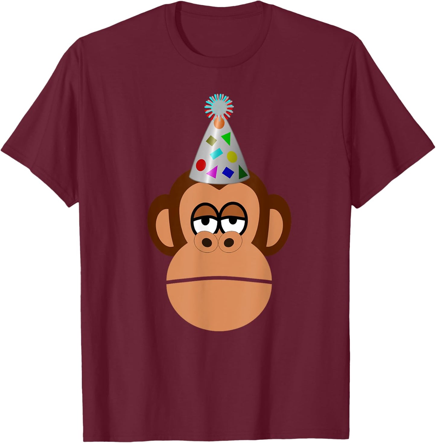Birthday monkey in party hat T-Shirt - T-Shirt | Maroon