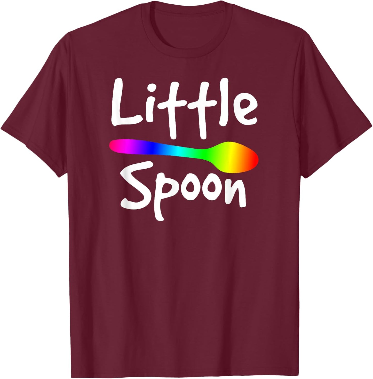 Rainbow Big Spoon Little Spoon Matching Gay Couple T-Shirt - T-Shirt | Maroon