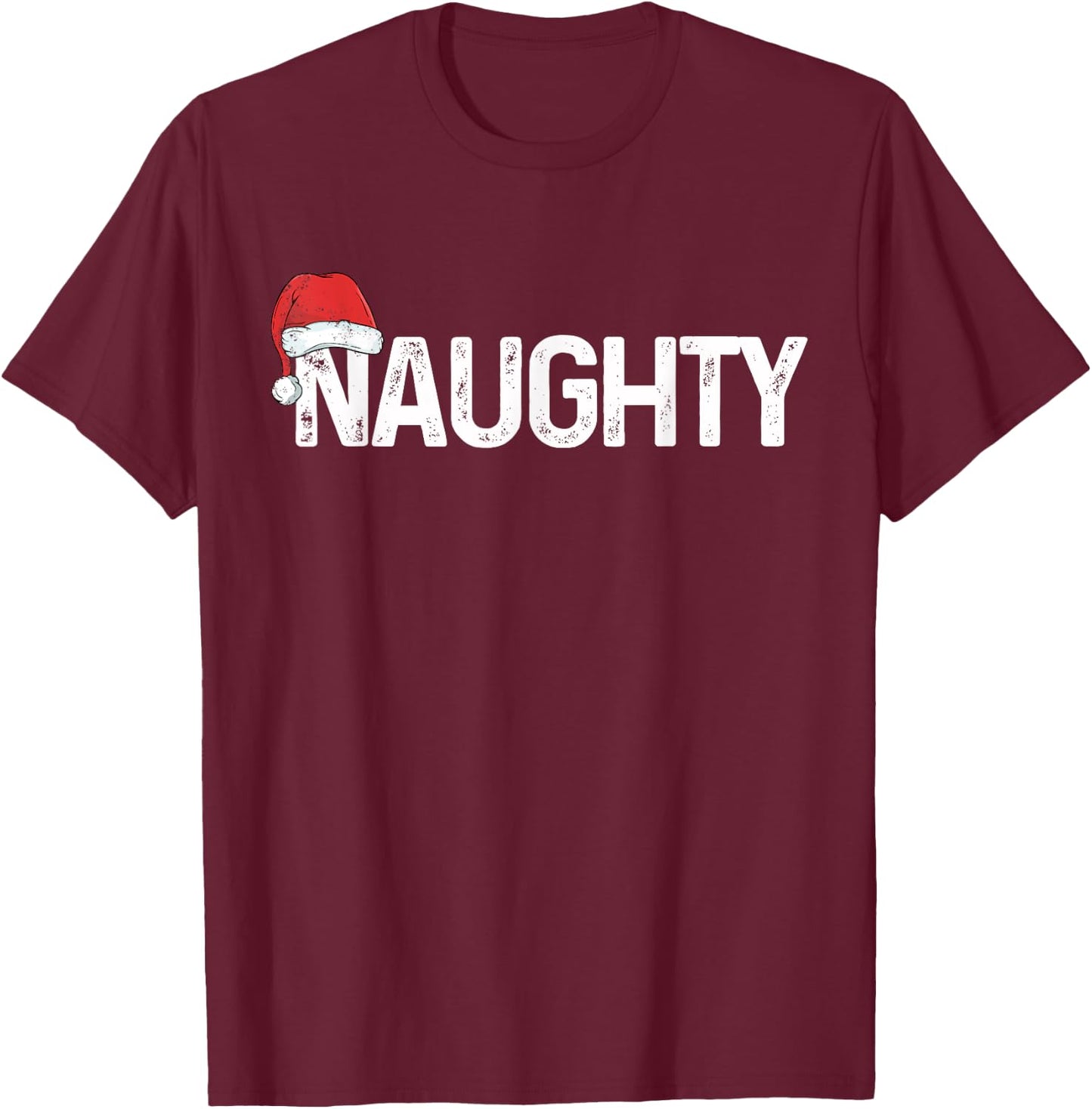 Naughty or Nice Shirt Matching Christmas Couples Costume T-Shirt - T-Shirt | Maroon