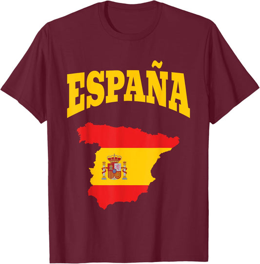 Spain Map Spanish Flag España Gift Spain Lovers Gift T-Shirt - T-Shirt | Maroon