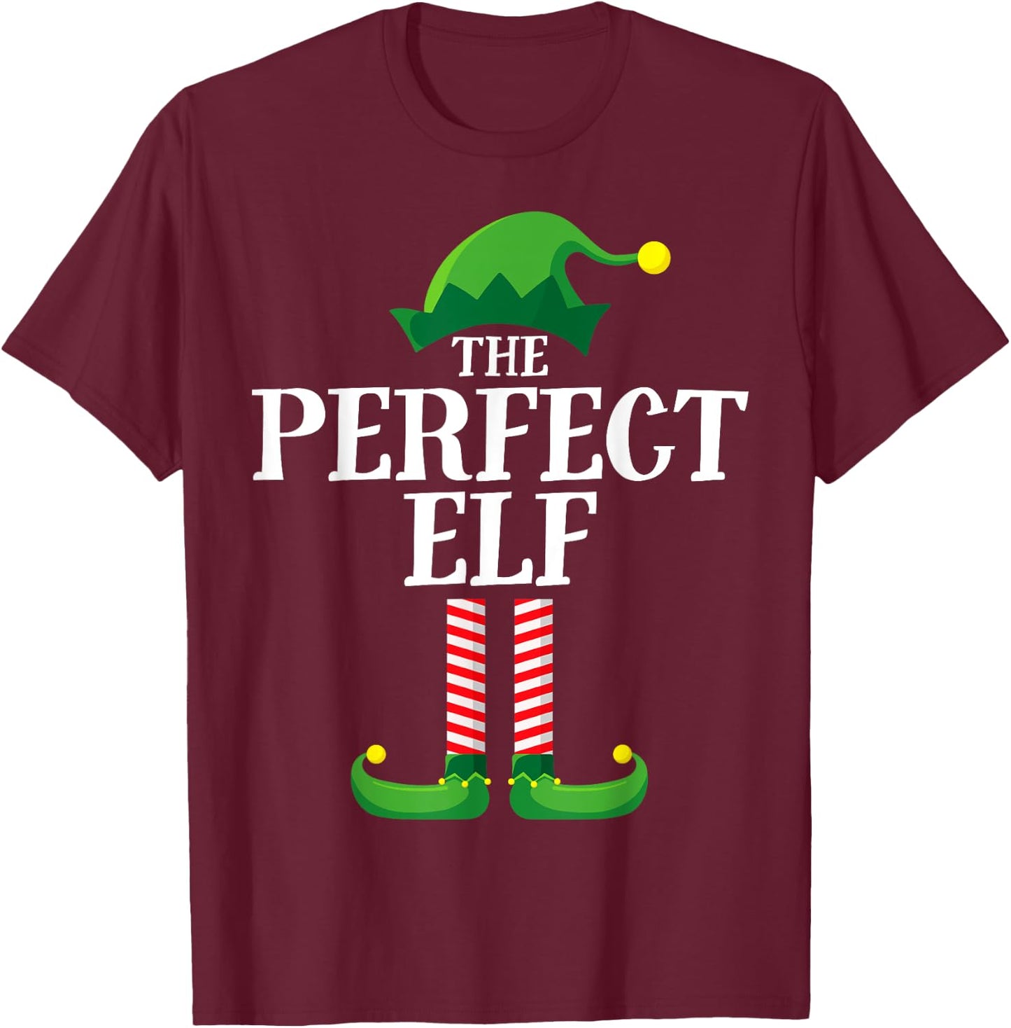 Perfect Elf Matching Family Group Christmas Party Pyjamas T-Shirt - T-Shirt | Maroon