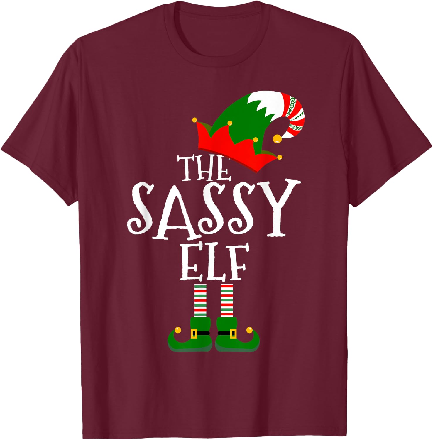 Funny The Sassy Elf Matching Family Group Gift Christmas T-Shirt - T-Shirt | Maroon