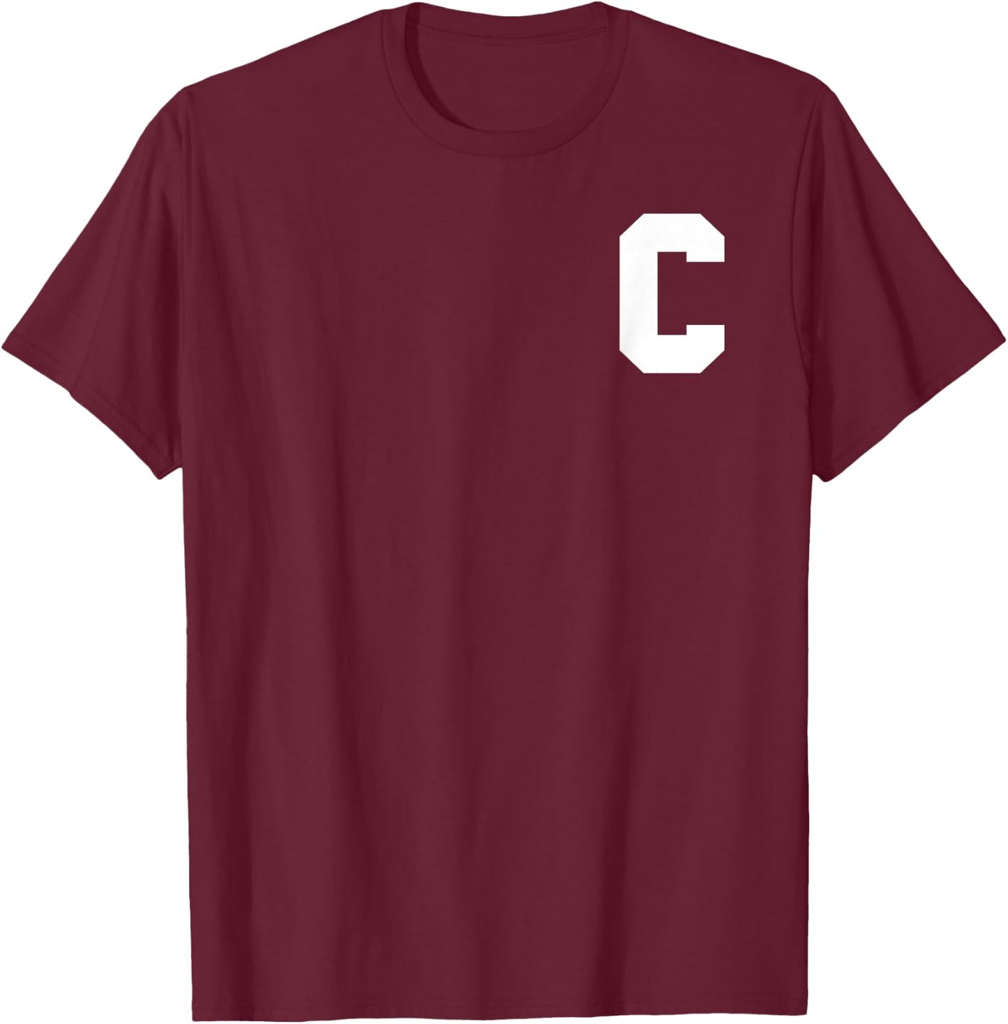Sports Team Captain Letter C T-Shirt - T-Shirt | Maroon