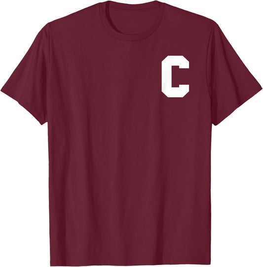 Sports Team Captain Letter C T-Shirt - T-Shirt | Maroon