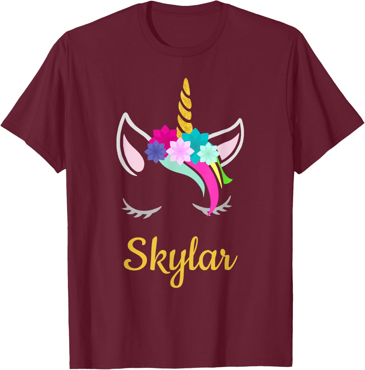 Skylar Unicorn Name Shirt for Skylar T-Shirt - T-Shirt | Maroon