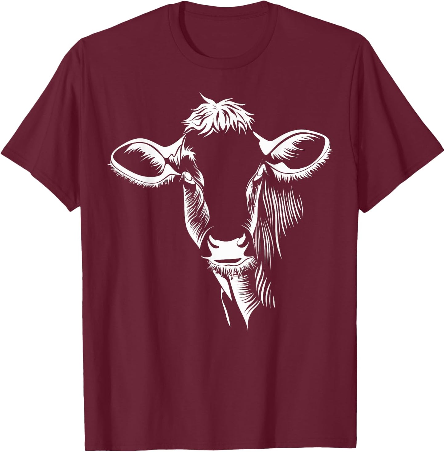 Cute White Jersey Cow T-Shirt - T-Shirt | Maroon