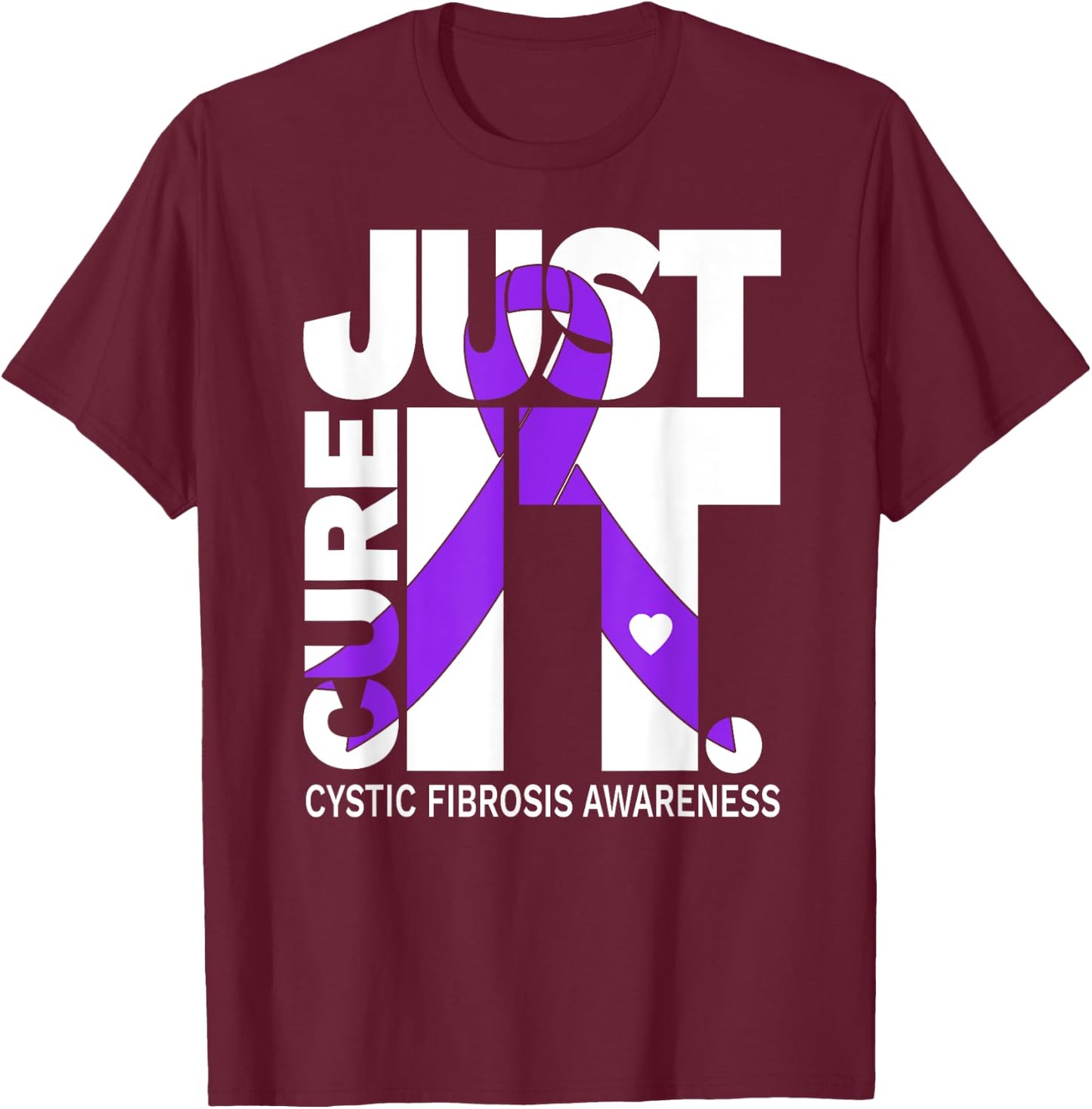 Just Cure Cystic Fibrosis Awareness Ribbon T-Shirt - T-Shirt | Maroon