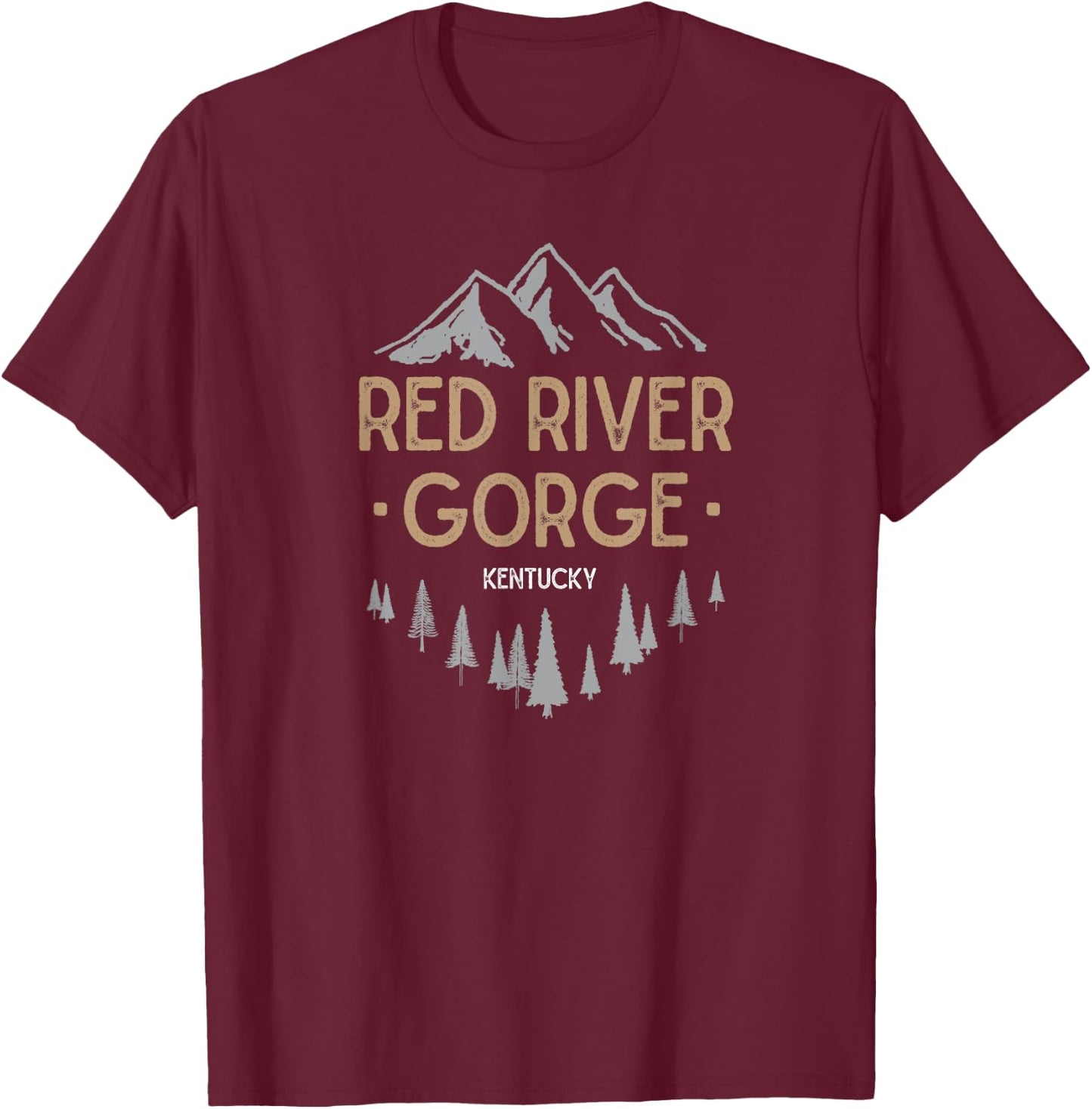 Red River Gorge T Shirt Kentucky KY Shirt Vintage Mountain T-Shirt - T-Shirt | Maroon