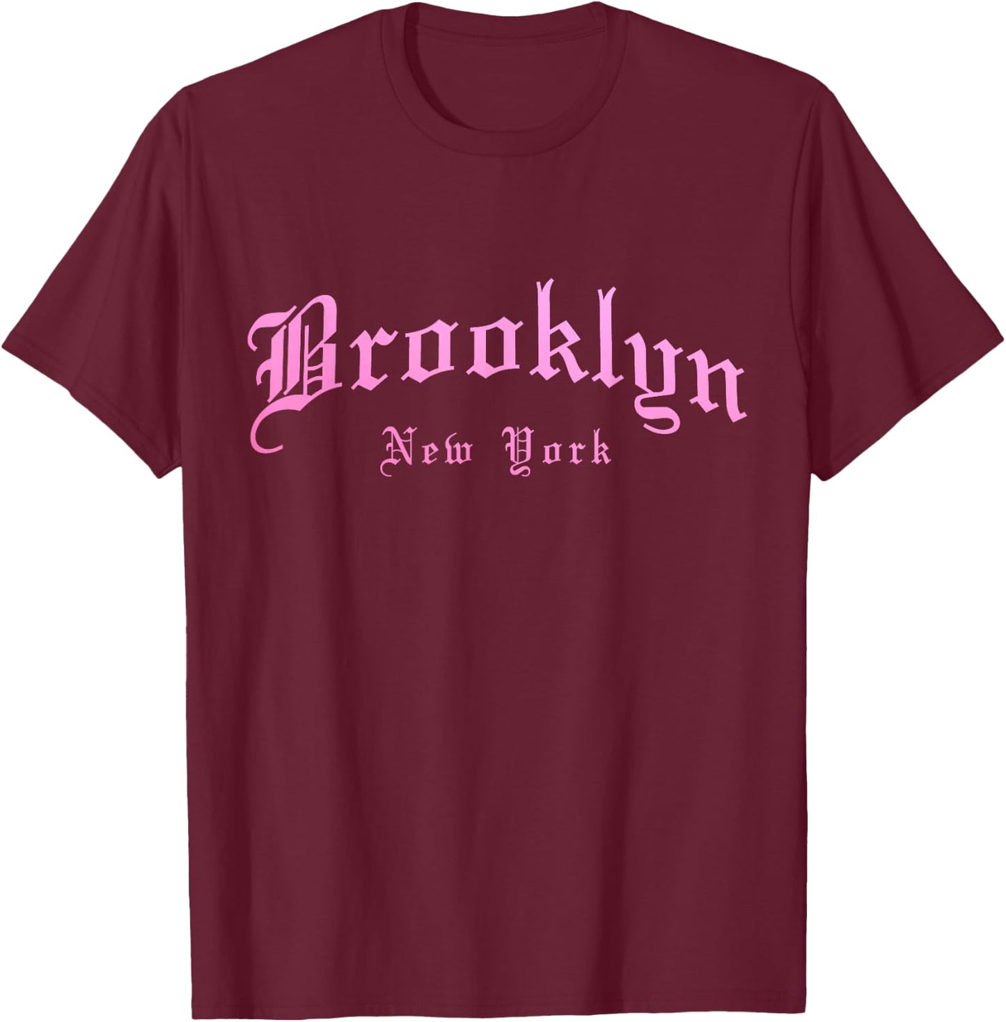 Brooklyn New York City NY Vintage Old School English Font T-Shirt - T-Shirt | Maroon