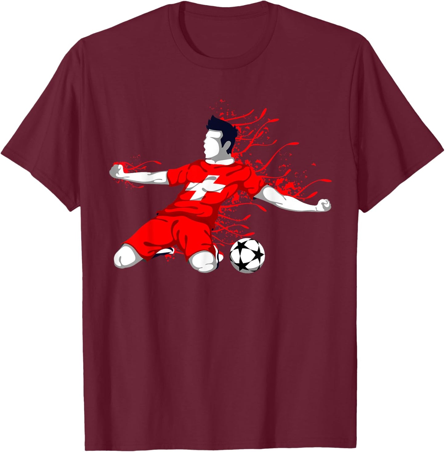 Switzerland Football Fans Jersey Swiss Soccer Lovers Sport T-Shirt - T-Shirt | Maroon